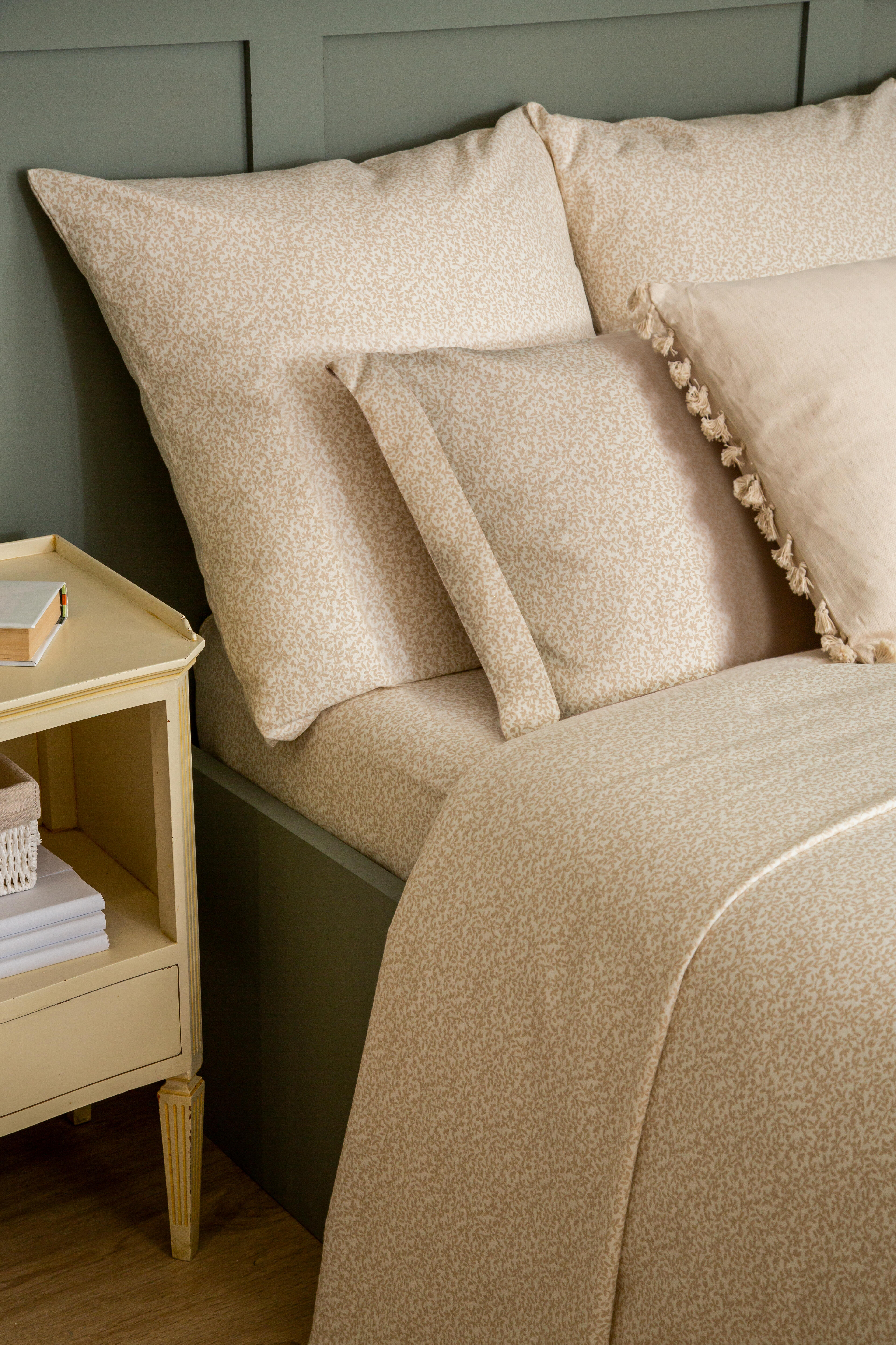 Sábana encimera Franela algodón 80  hilos beige cama 90 cm - 20