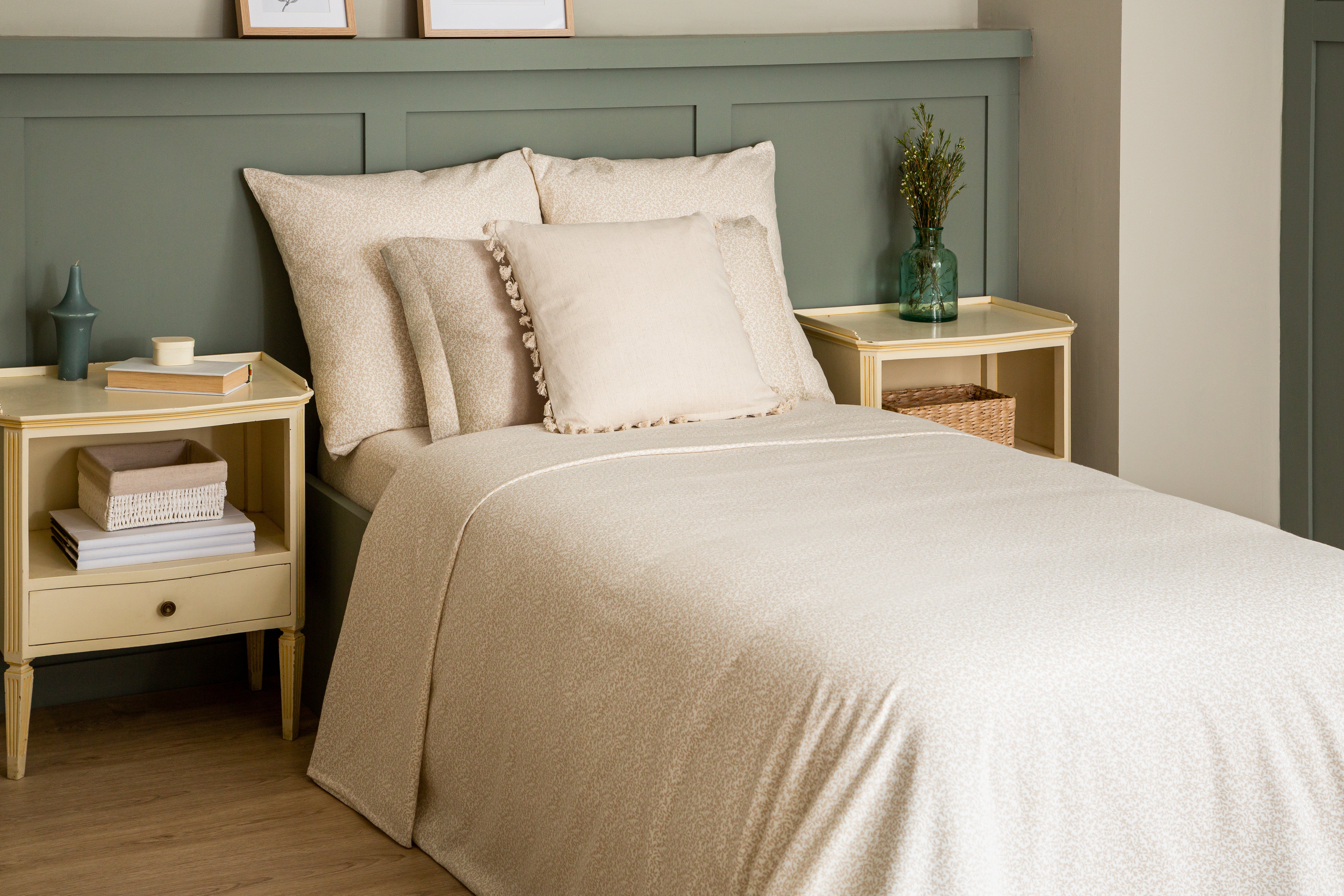 Sábana encimera Franela algodón 80  hilos beige cama 90 cm - 17