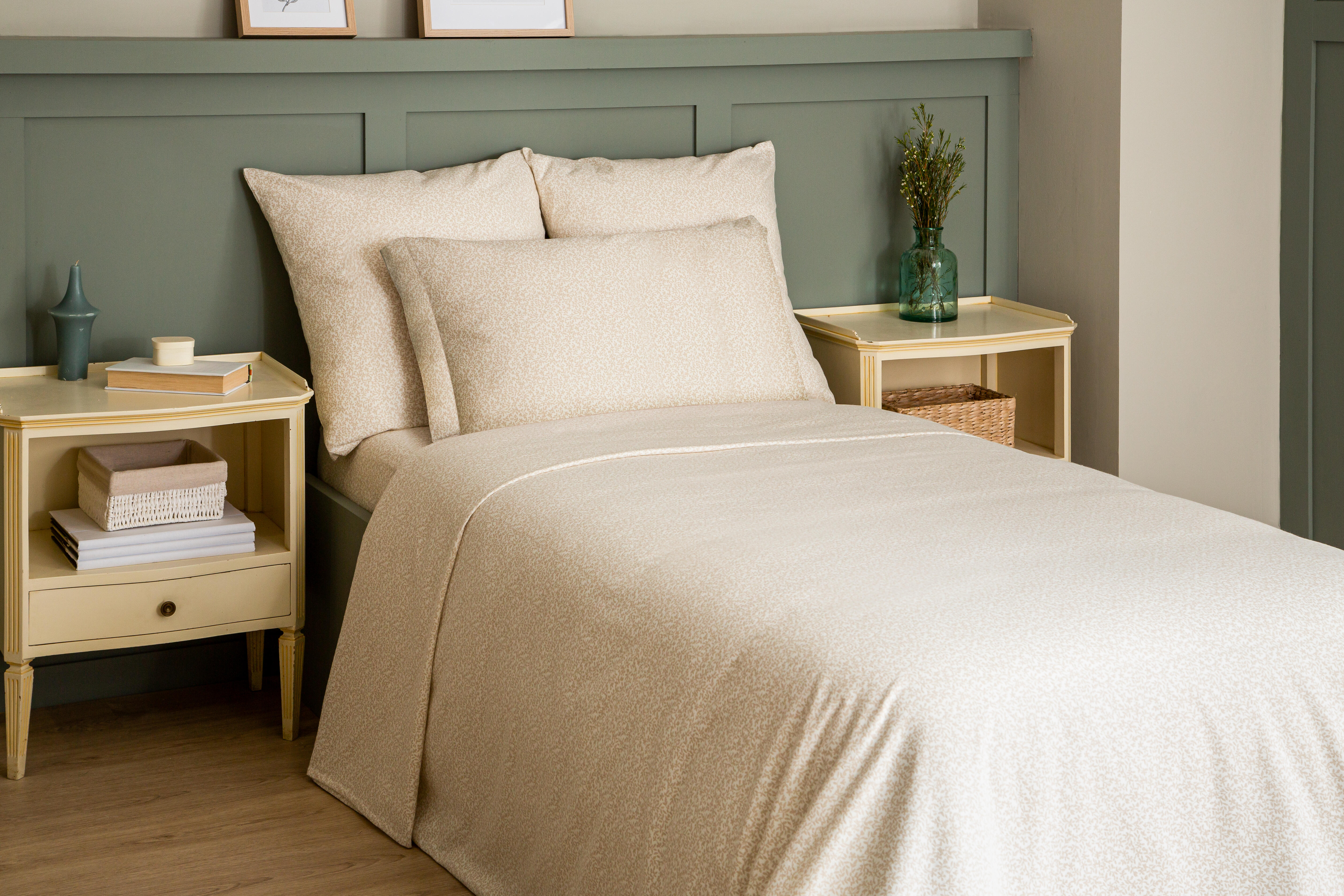 Sábana encimera Franela algodón 80  hilos beige cama 90 cm - 16