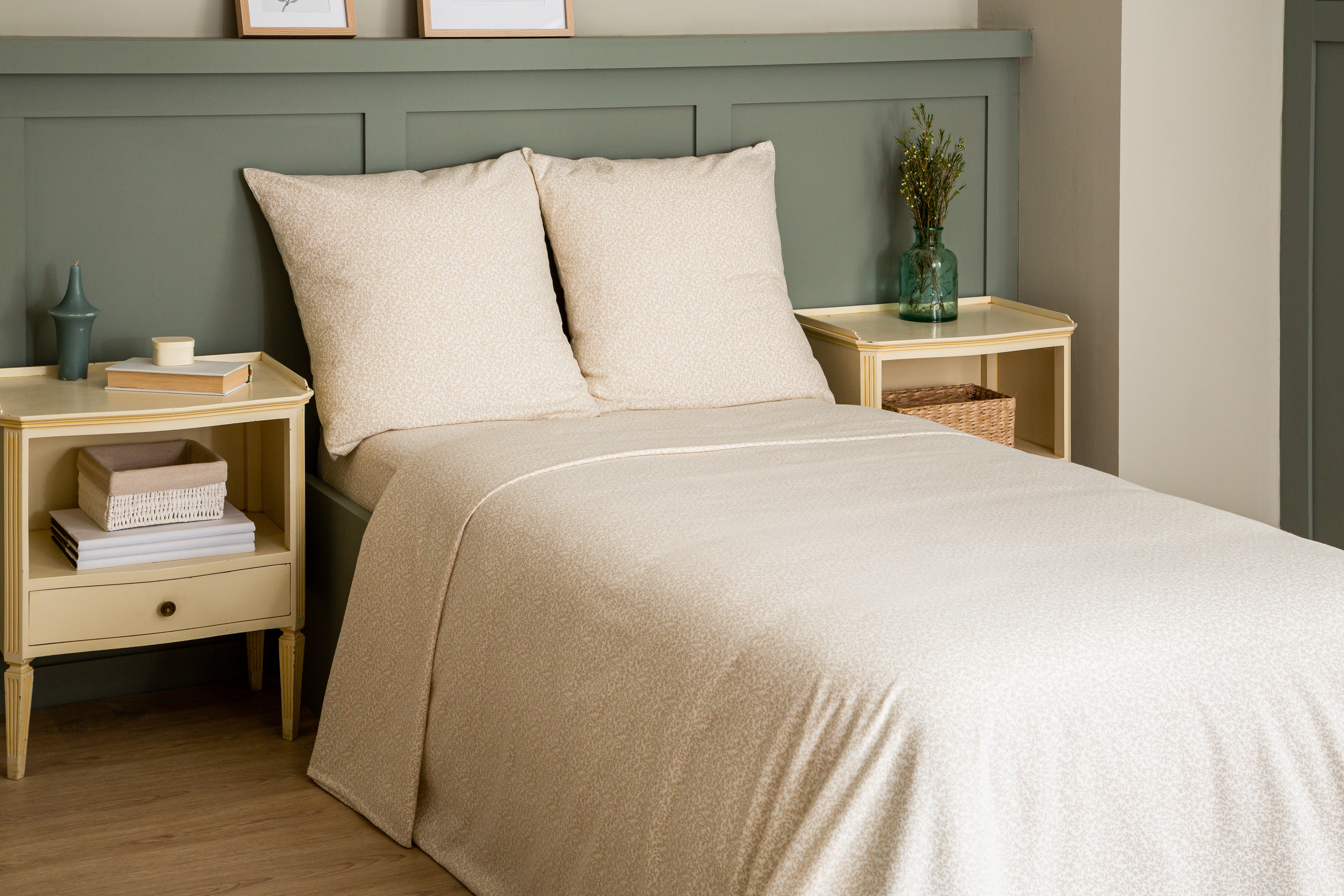 Sábana encimera Franela algodón 80  hilos beige cama 90 cm - 15