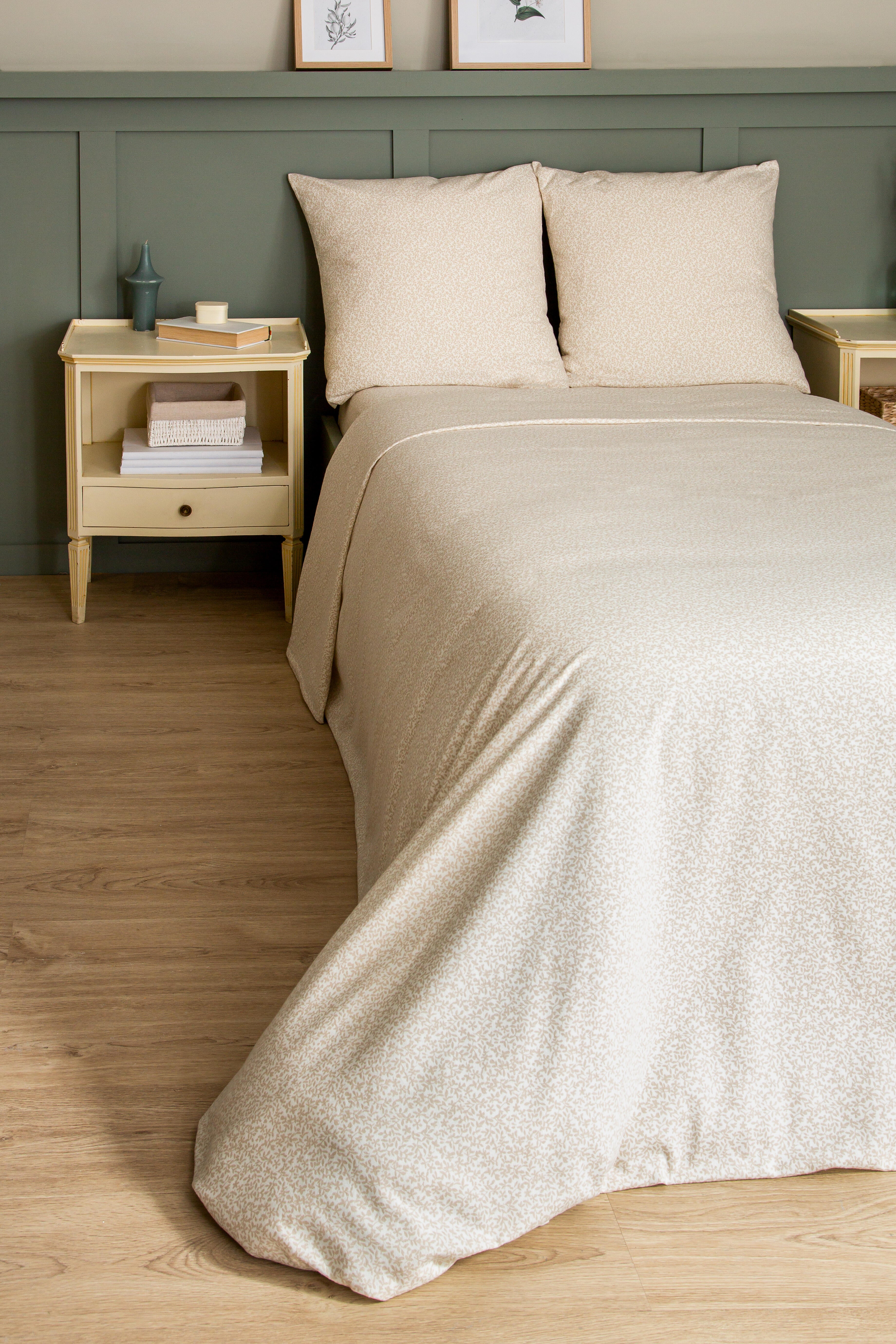 Sábana encimera Franela algodón 80  hilos beige cama 90 cm - 9