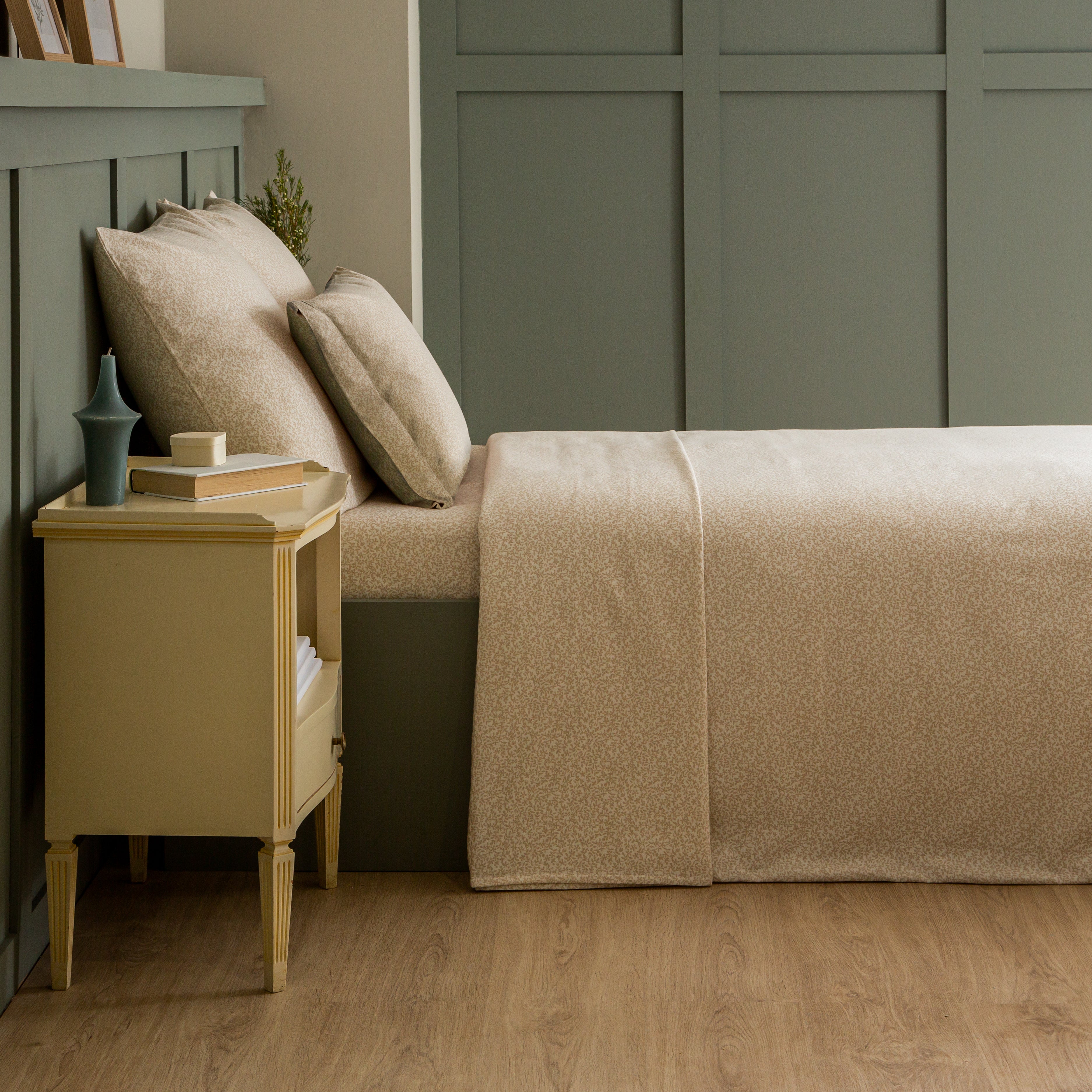 Sábana encimera Franela algodón 80  hilos beige cama 90 cm - 4