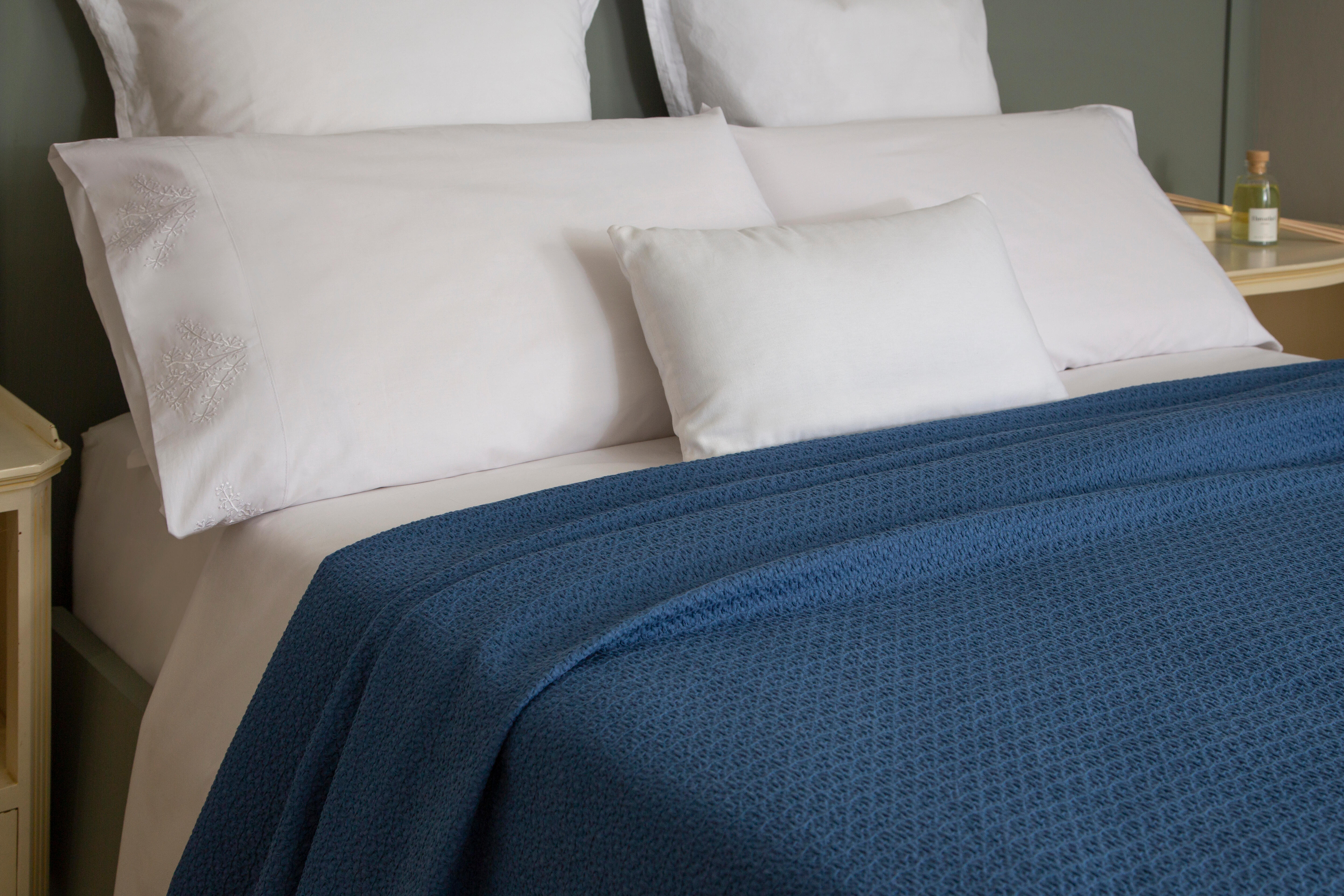 Sábana encimera Bordado Ramas algodón percal 200 hilos blanco 210x270 para cama de 135 cm - 44