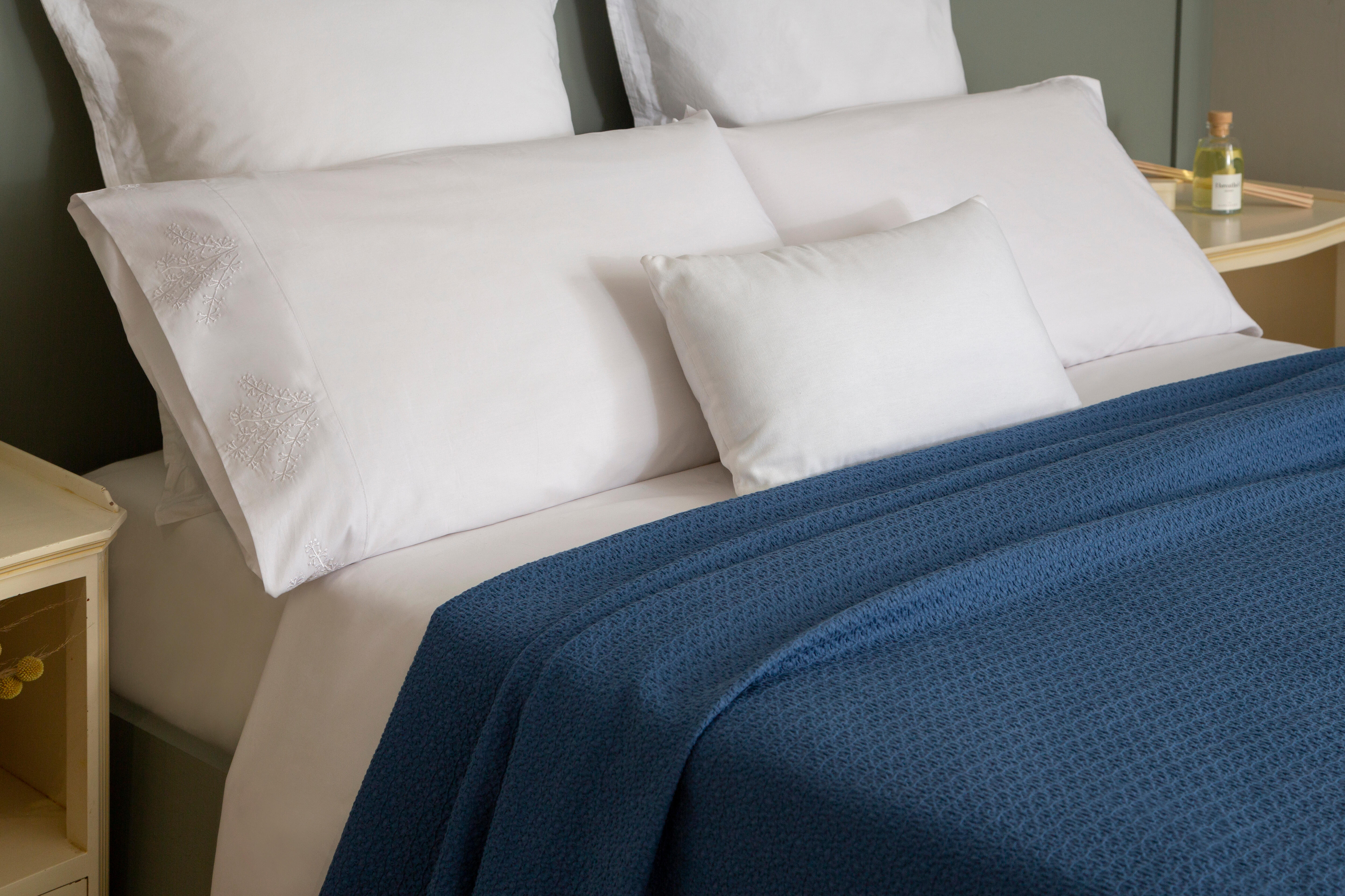 Sábana encimera Bordado Ramas algodón percal 200 hilos blanco 210x270 para cama de 135 cm - 41