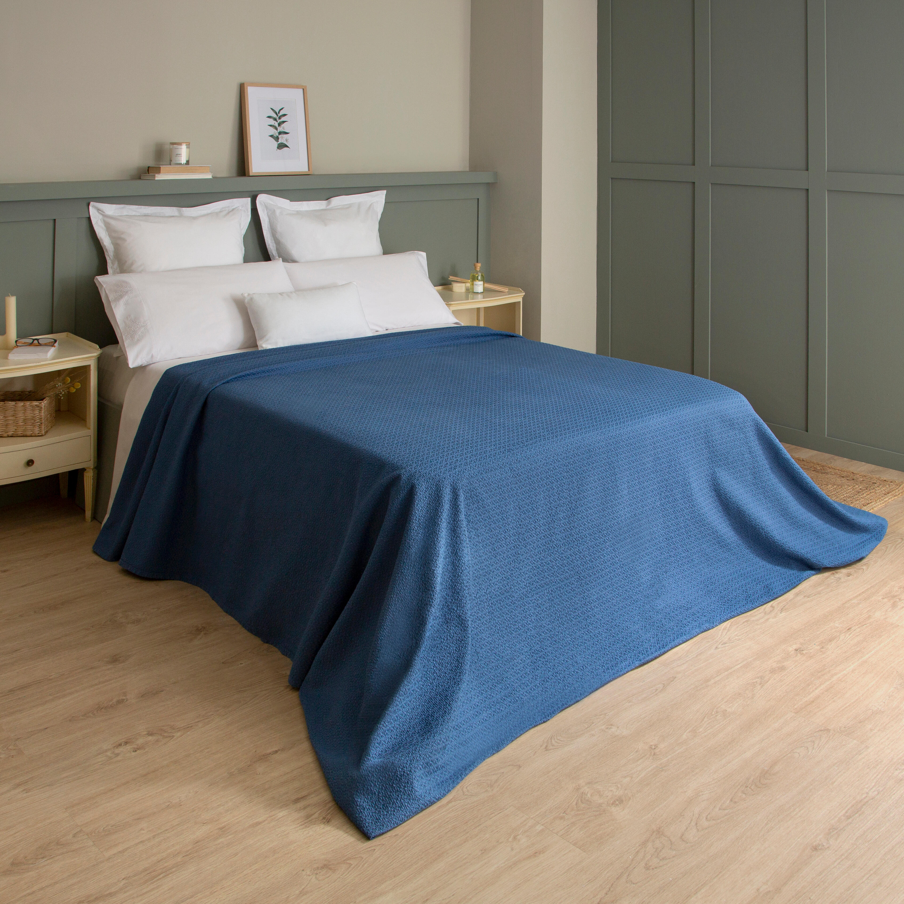Sábana encimera Bordado Ramas algodón percal 200 hilos blanco 210x270 para cama de 135 cm - 20