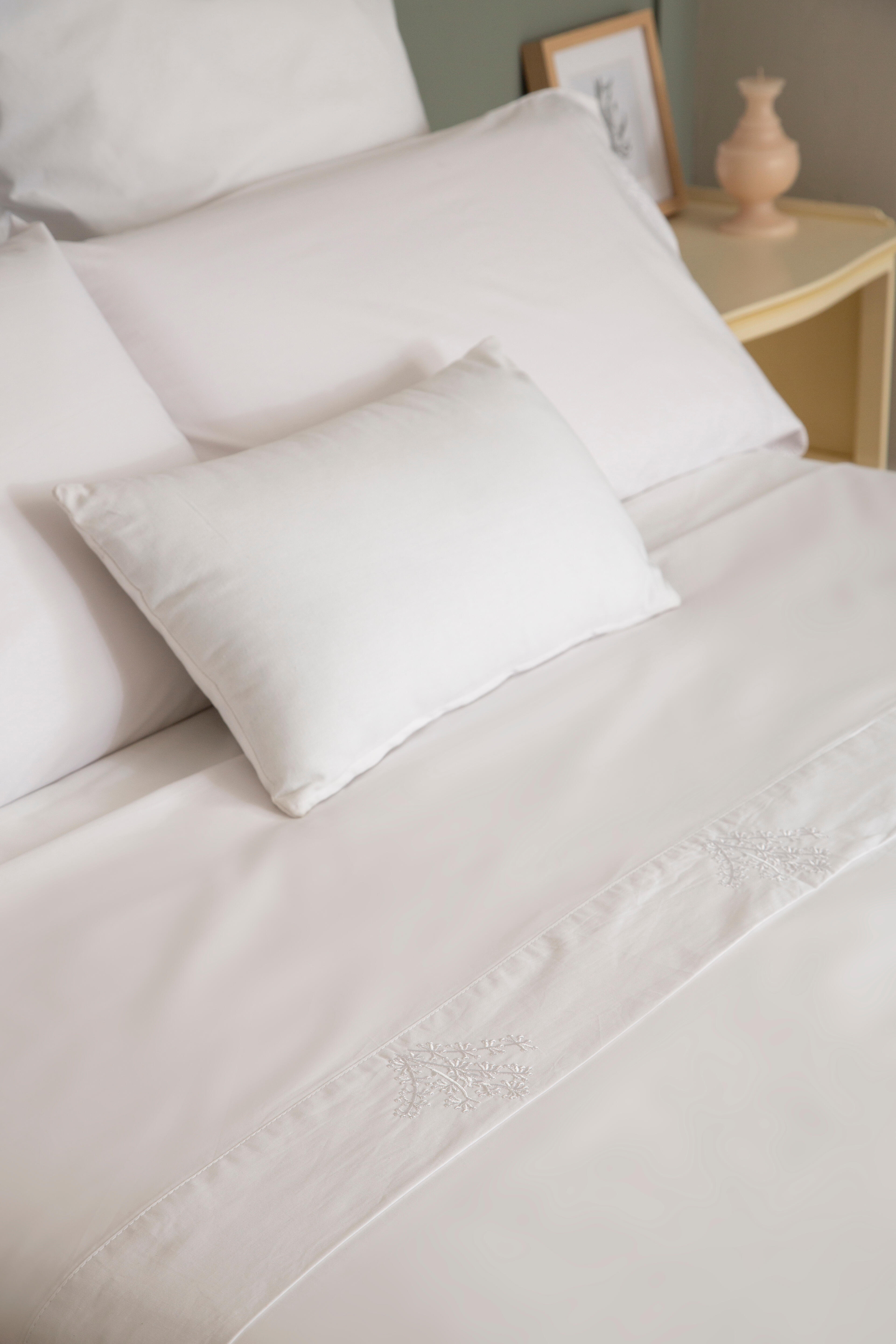 Sábana encimera Bordado Ramas algodón percal 200 hilos blanco 210x270 para cama de 135 cm - 29