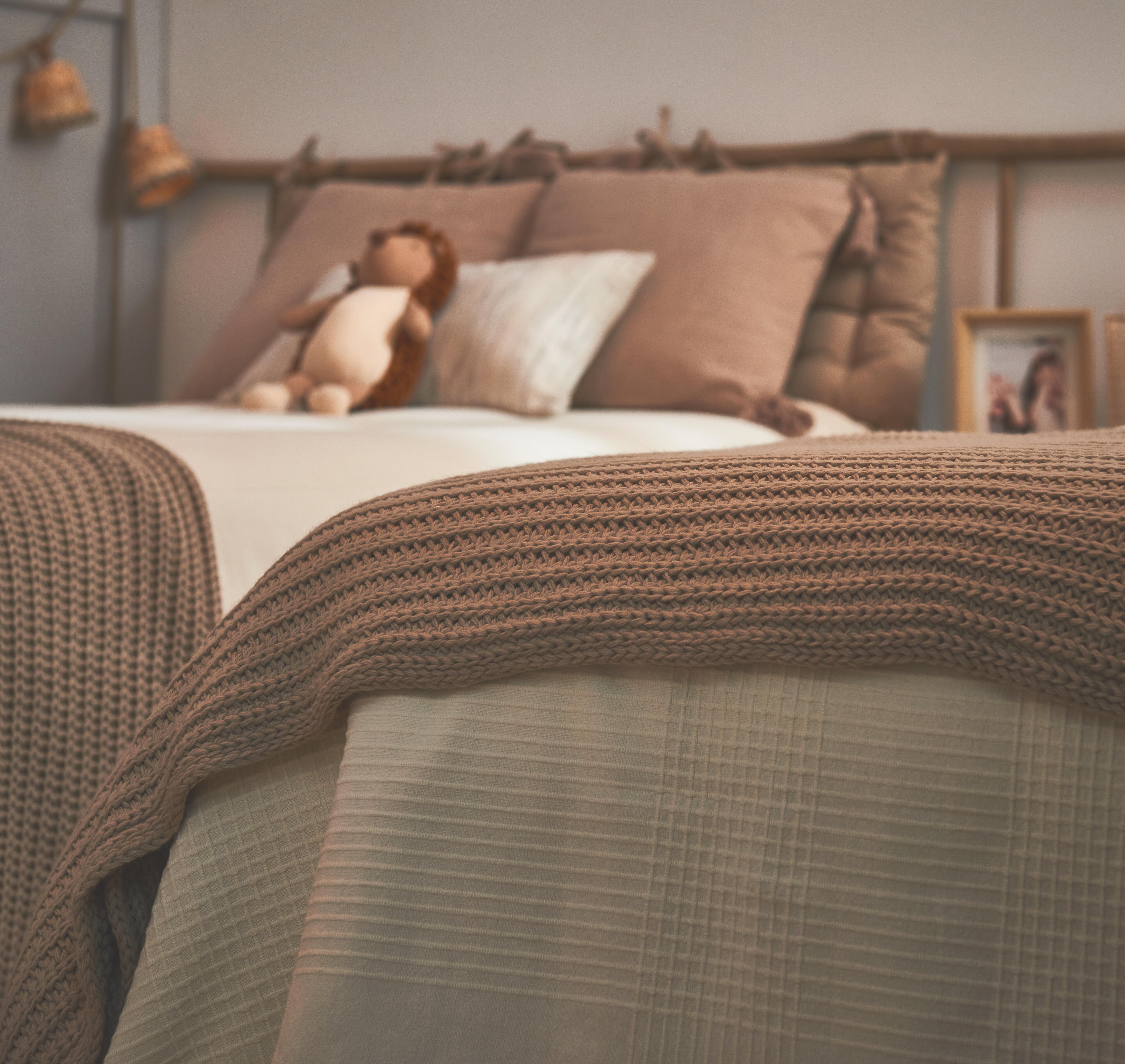 Manta algodón trama rectangular algodón blanco marco overlock y cosido de 150x250 cm - 22