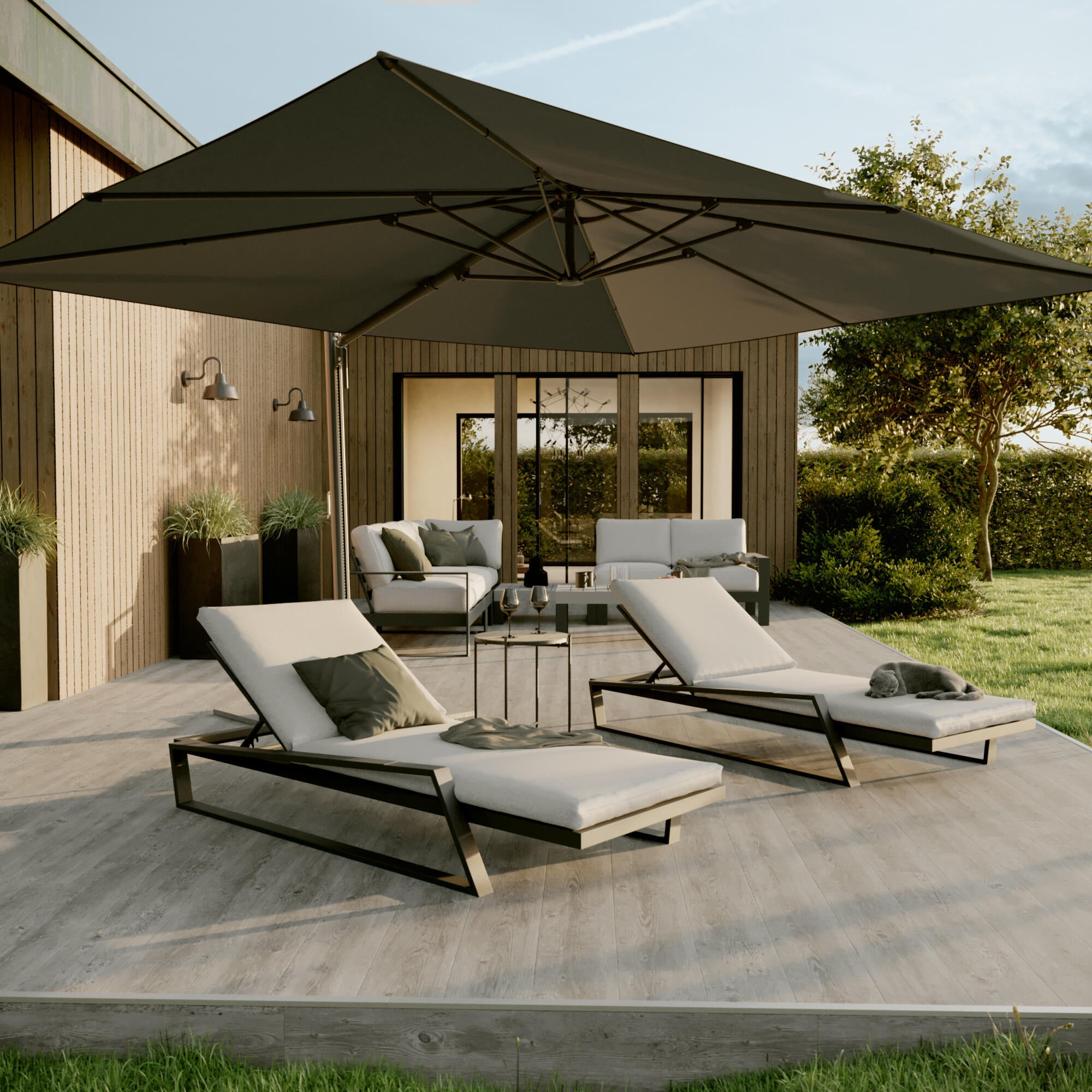 Tumbona de jardín NATERIAL Axion de aluminio/textileno gris 85x79x197 cm - 4