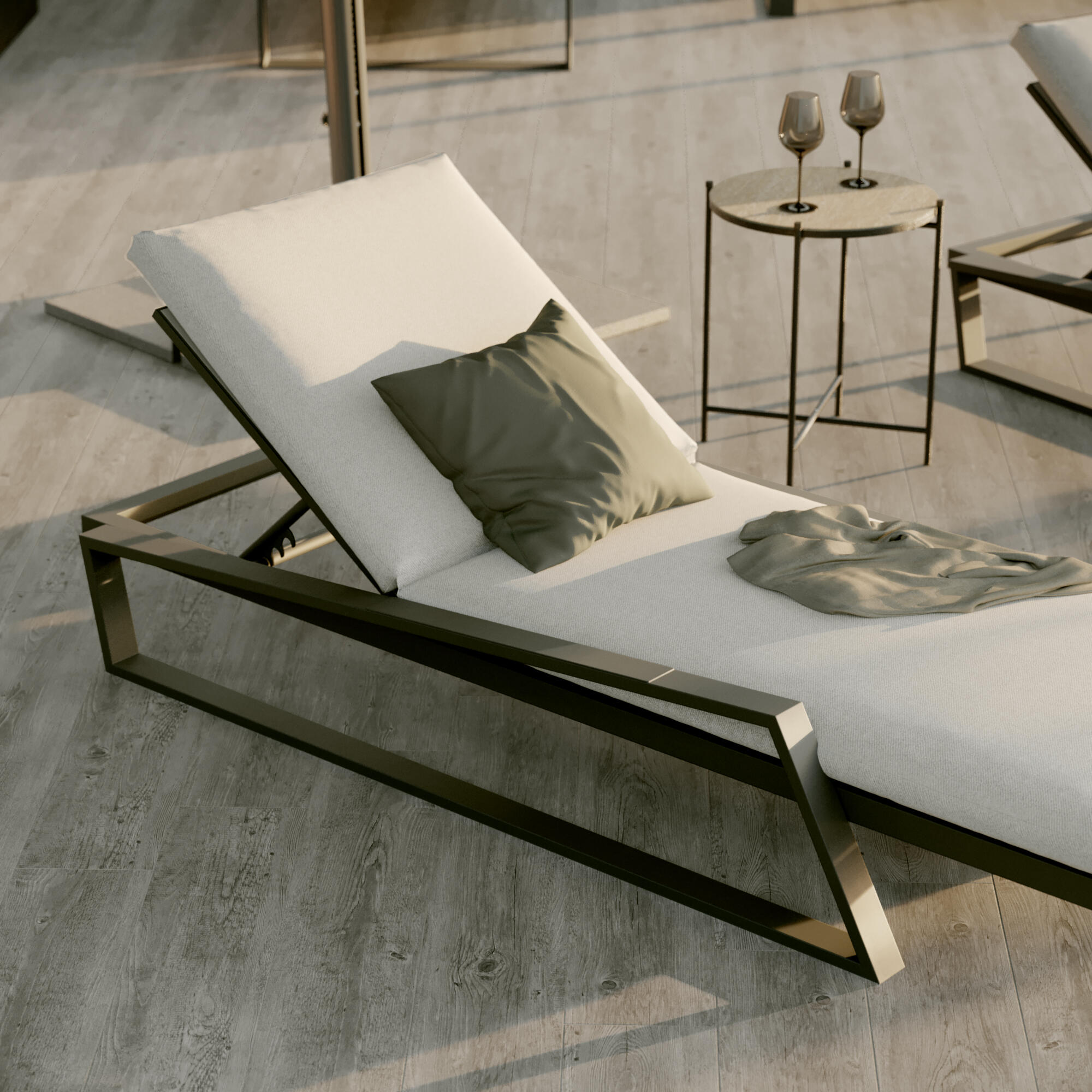 Tumbona de jardín NATERIAL Axion de aluminio/textileno gris 85x79x197 cm - 3