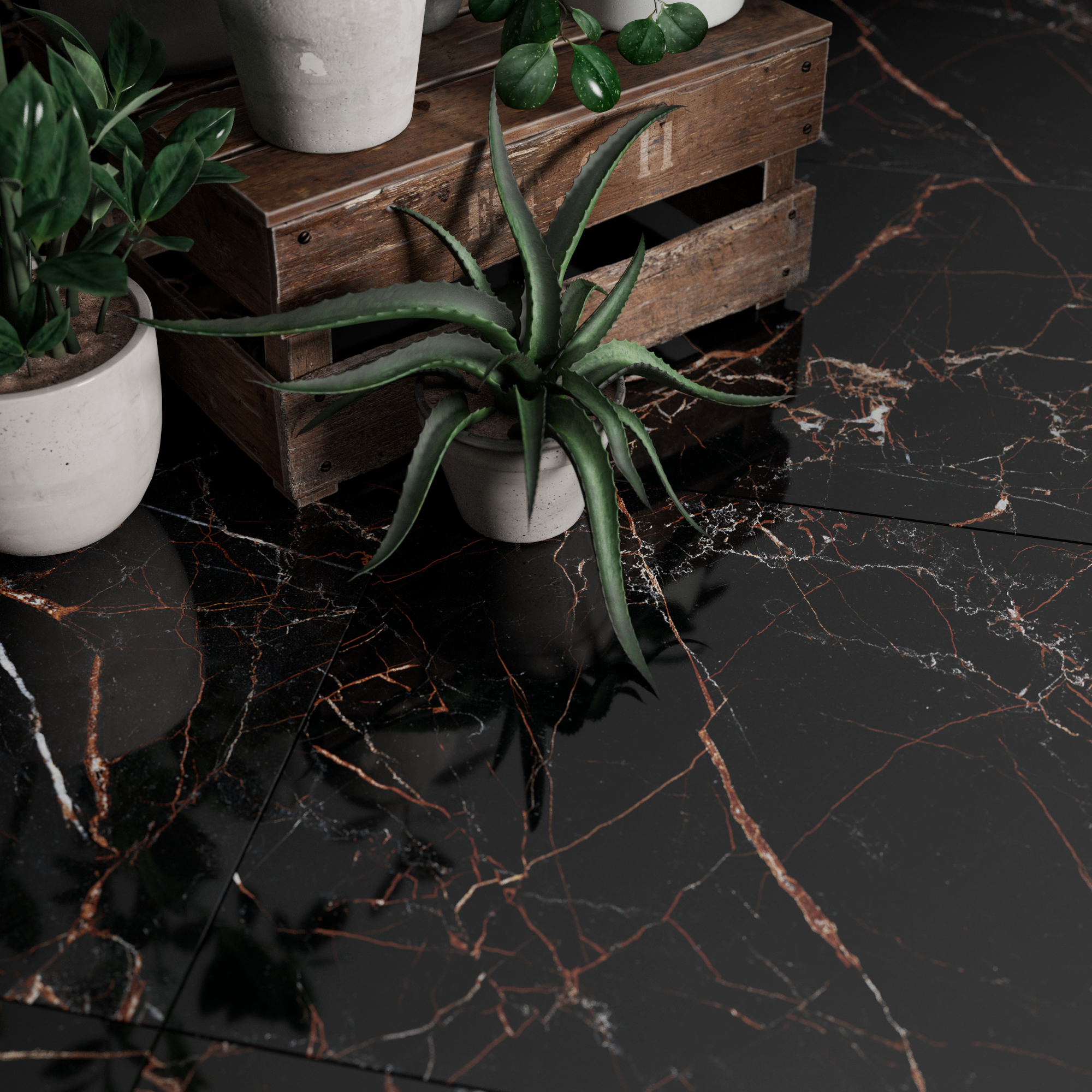 Revestimento cerâmico preto polido 60x120 cm Artens Blush - 6