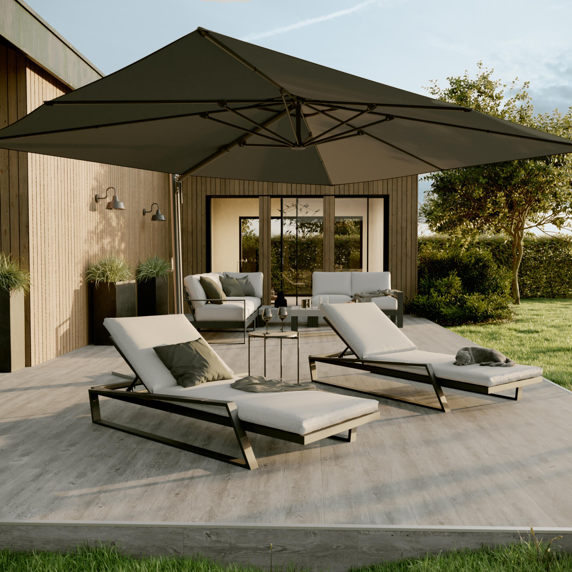 Tumbona de jardín NATERIAL Axion de aluminio/textileno gris 85x79x197 cm - 2