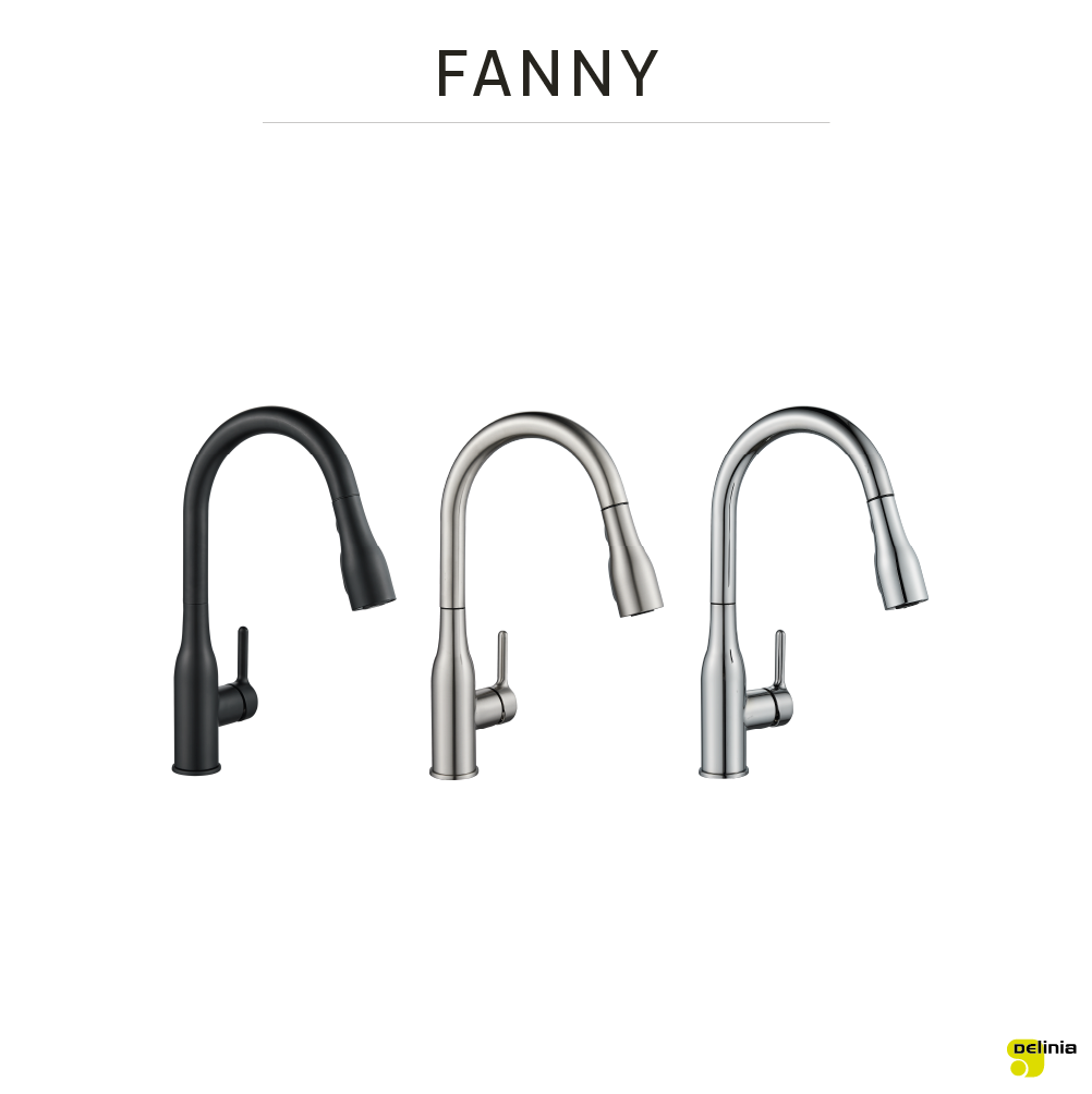 Robinet de cuisine avec douchette noir, Fanny, DELINIA - 3
