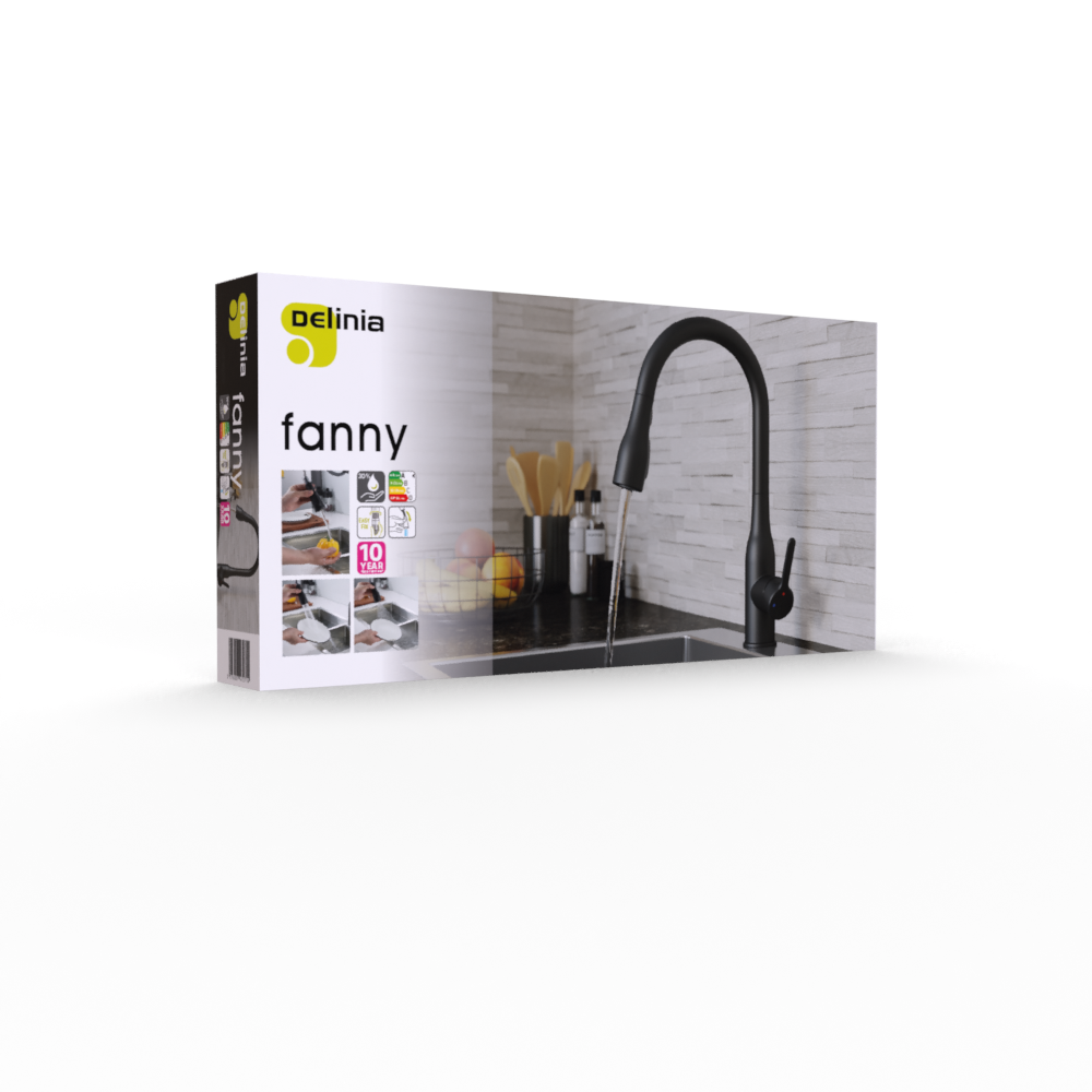Robinet de cuisine avec douchette noir, Fanny, DELINIA - 13