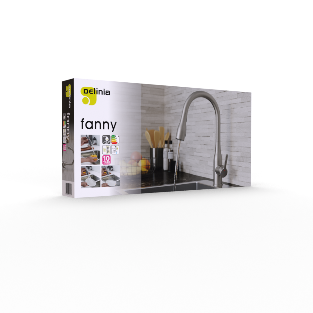 Robinet de cuisine avec douchette finition inox, Fanny, DELINIA - 18