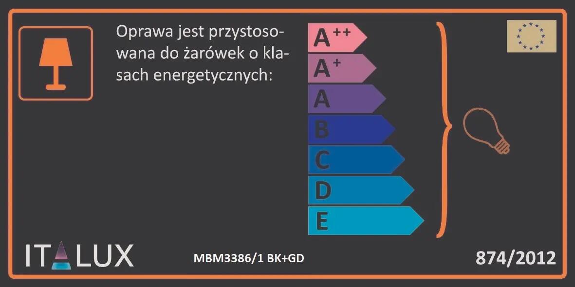 Kinkiet MALENE czarno-złoty E27 ITALUX - 2
