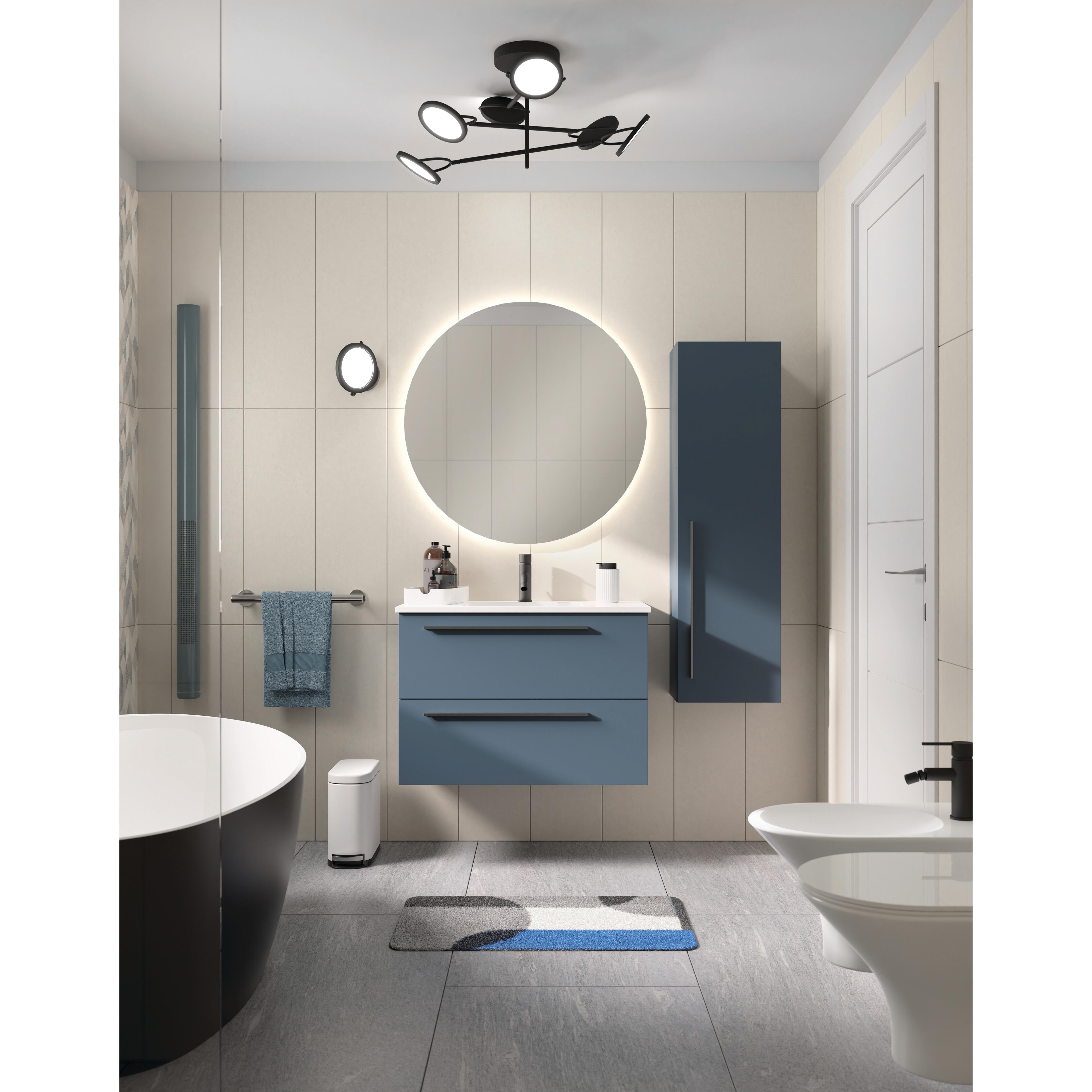Specchio con illuminazione integrata bagno tondo H 85 x P 2.5 cm grigio / argento - 2