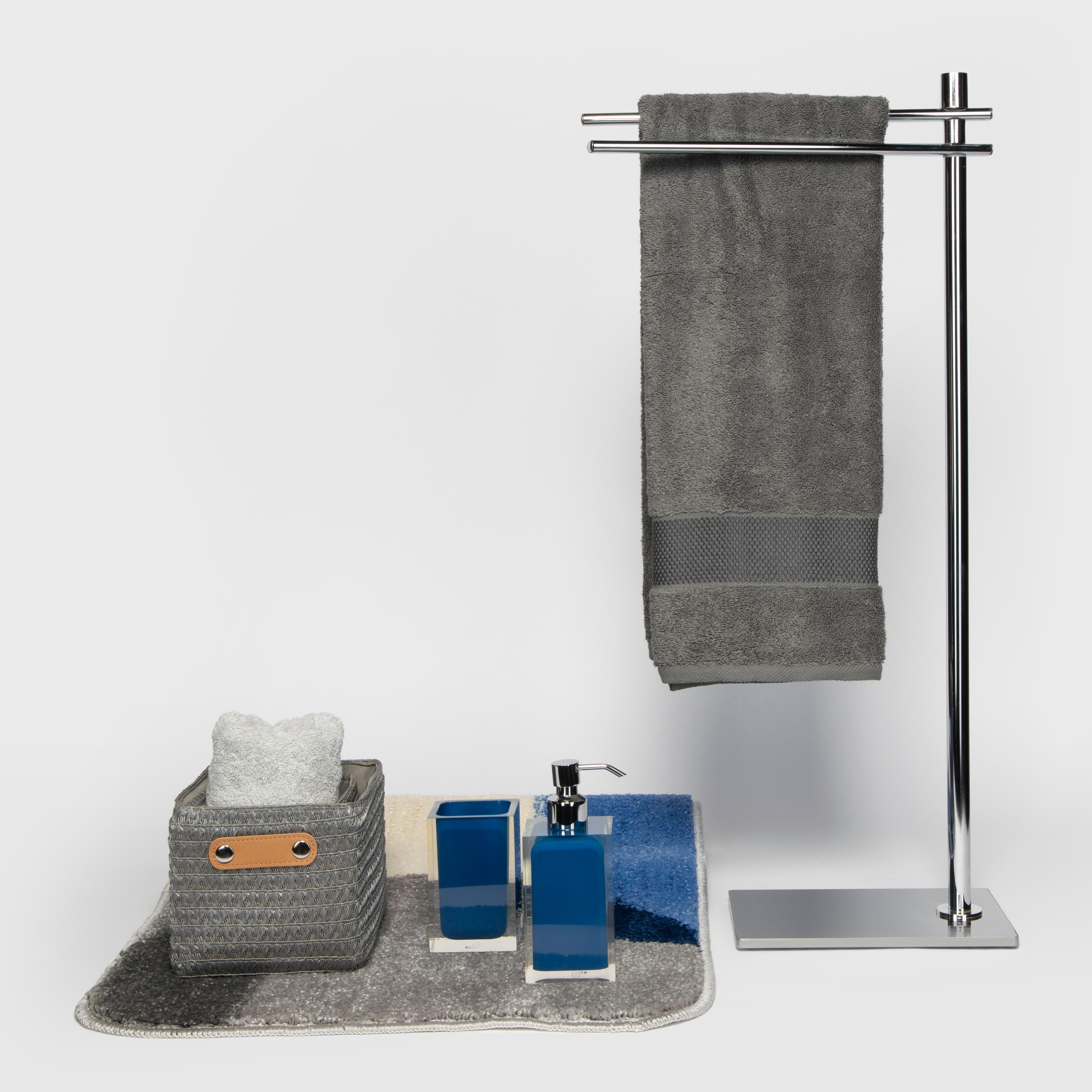 Dispenser sapone per bagno d'appoggio Rainbow blu in resina 0.21 l - 3