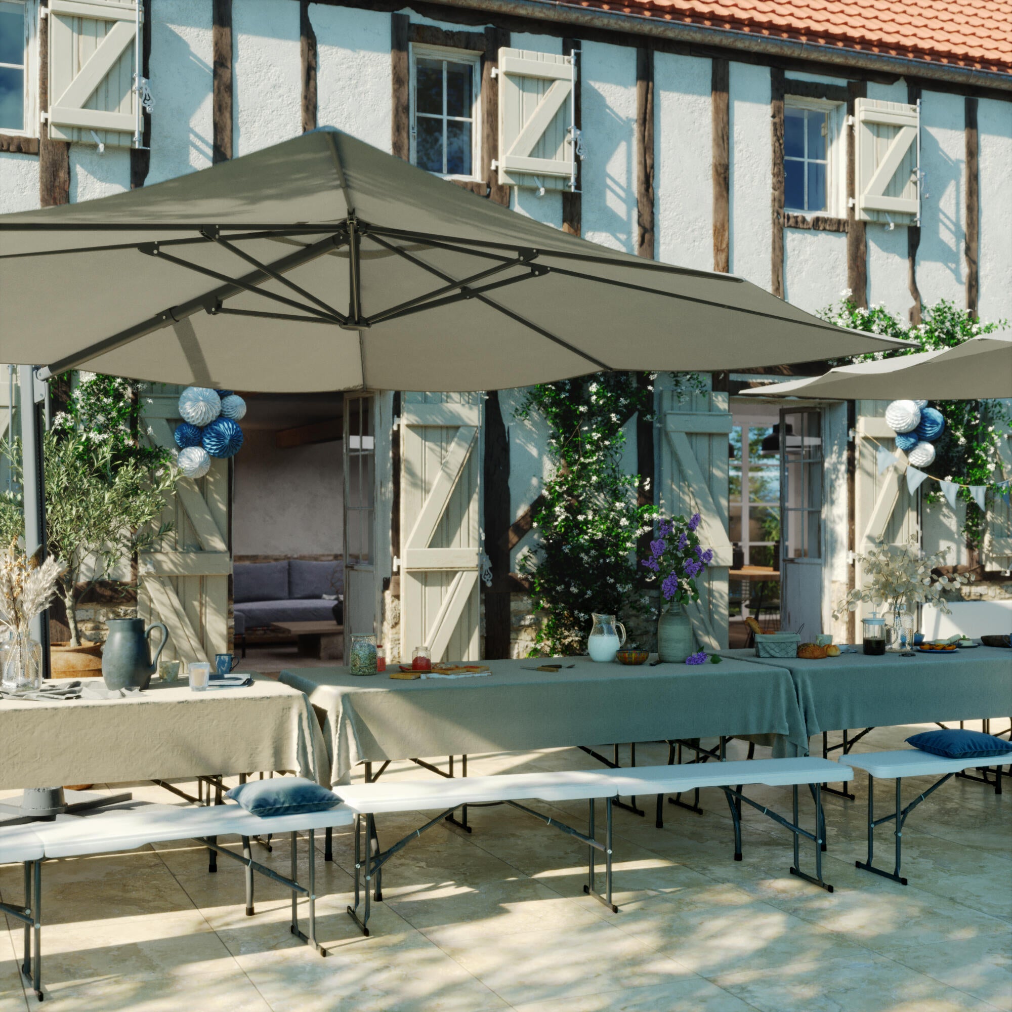 porta parasol-d -material de sombra retangular cinza claro - 2