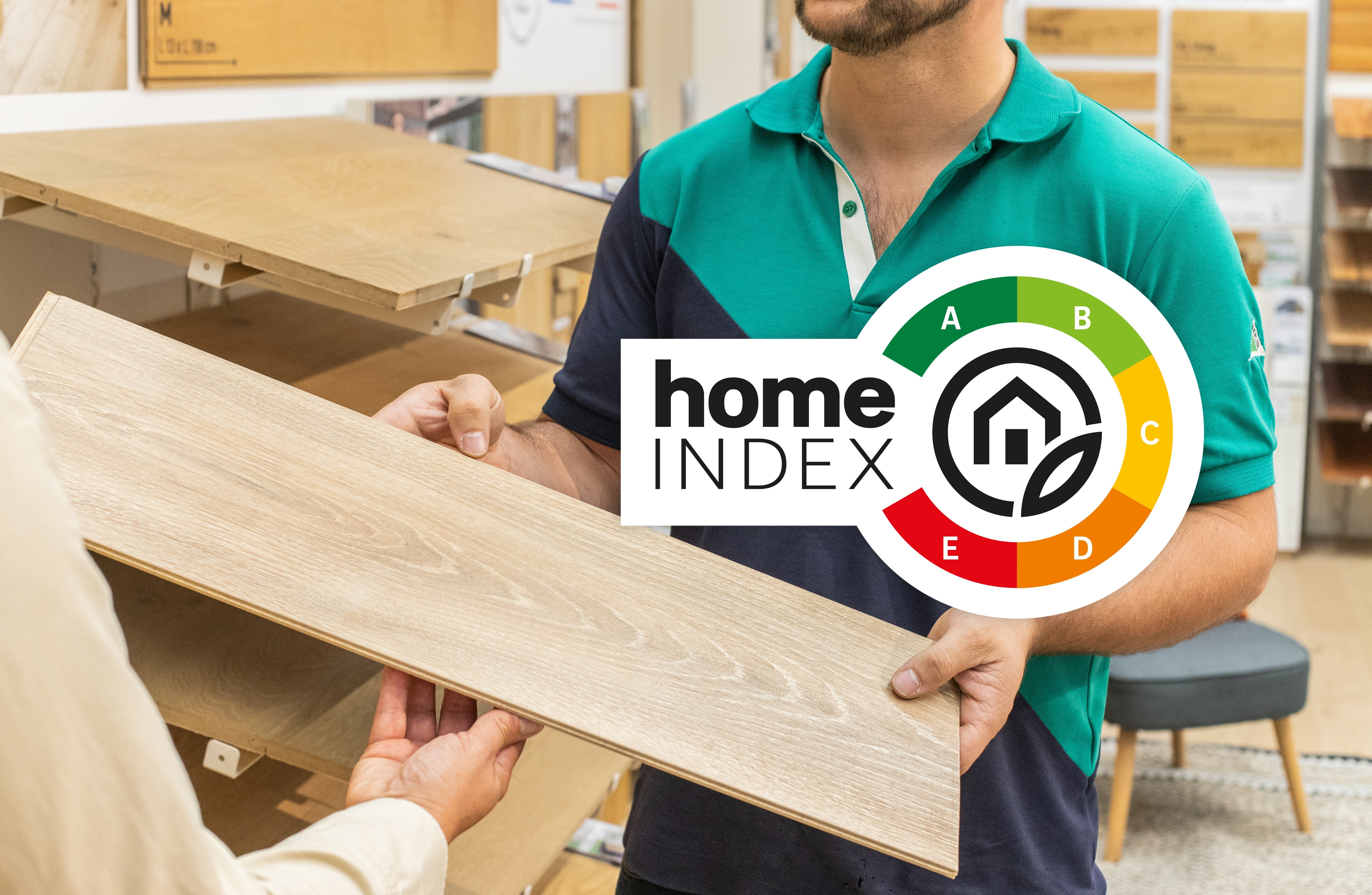 conseiller de vente et client et logo Home Index