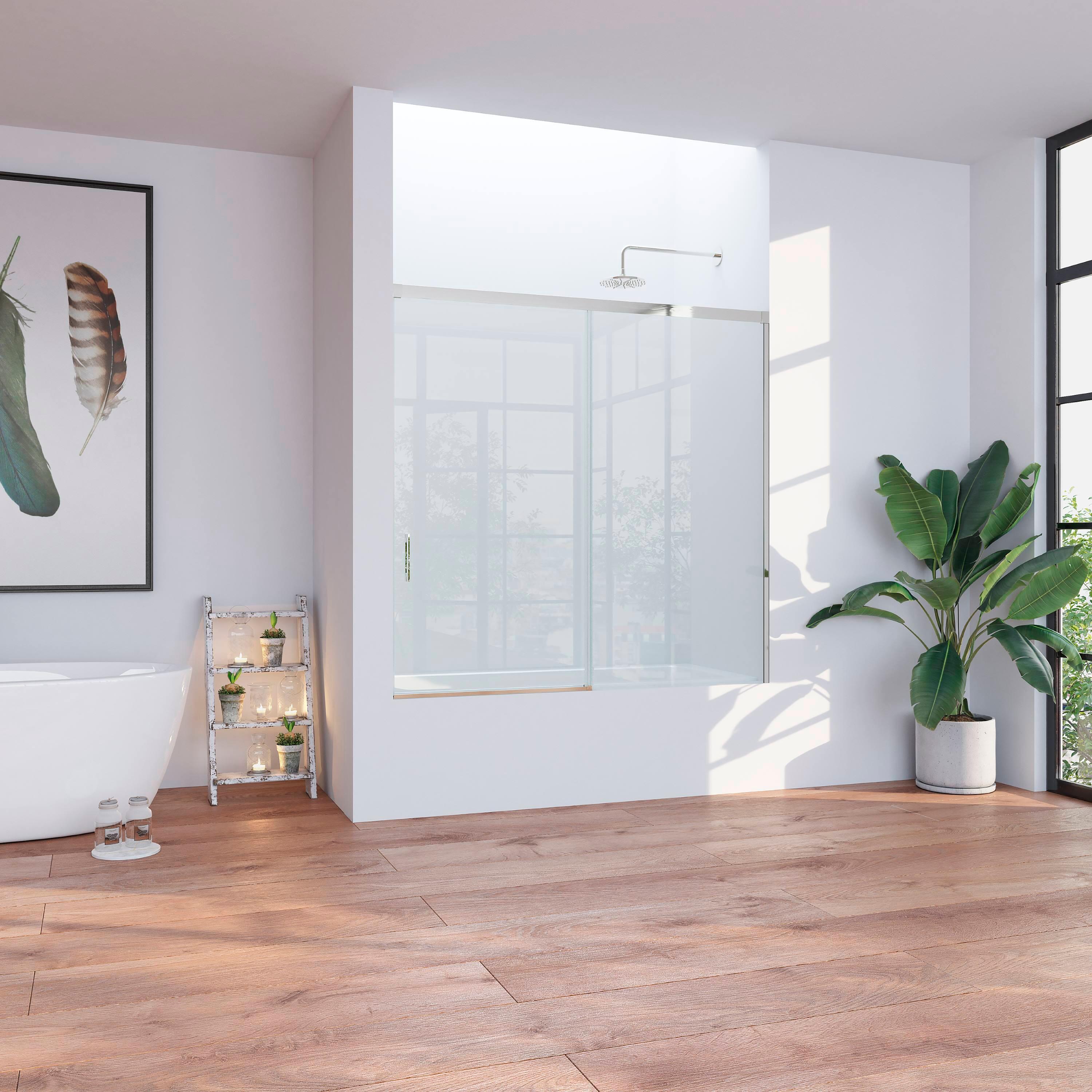 Mampara corredera vitria transparente perfil cromado 6mm (165-170)x150cm