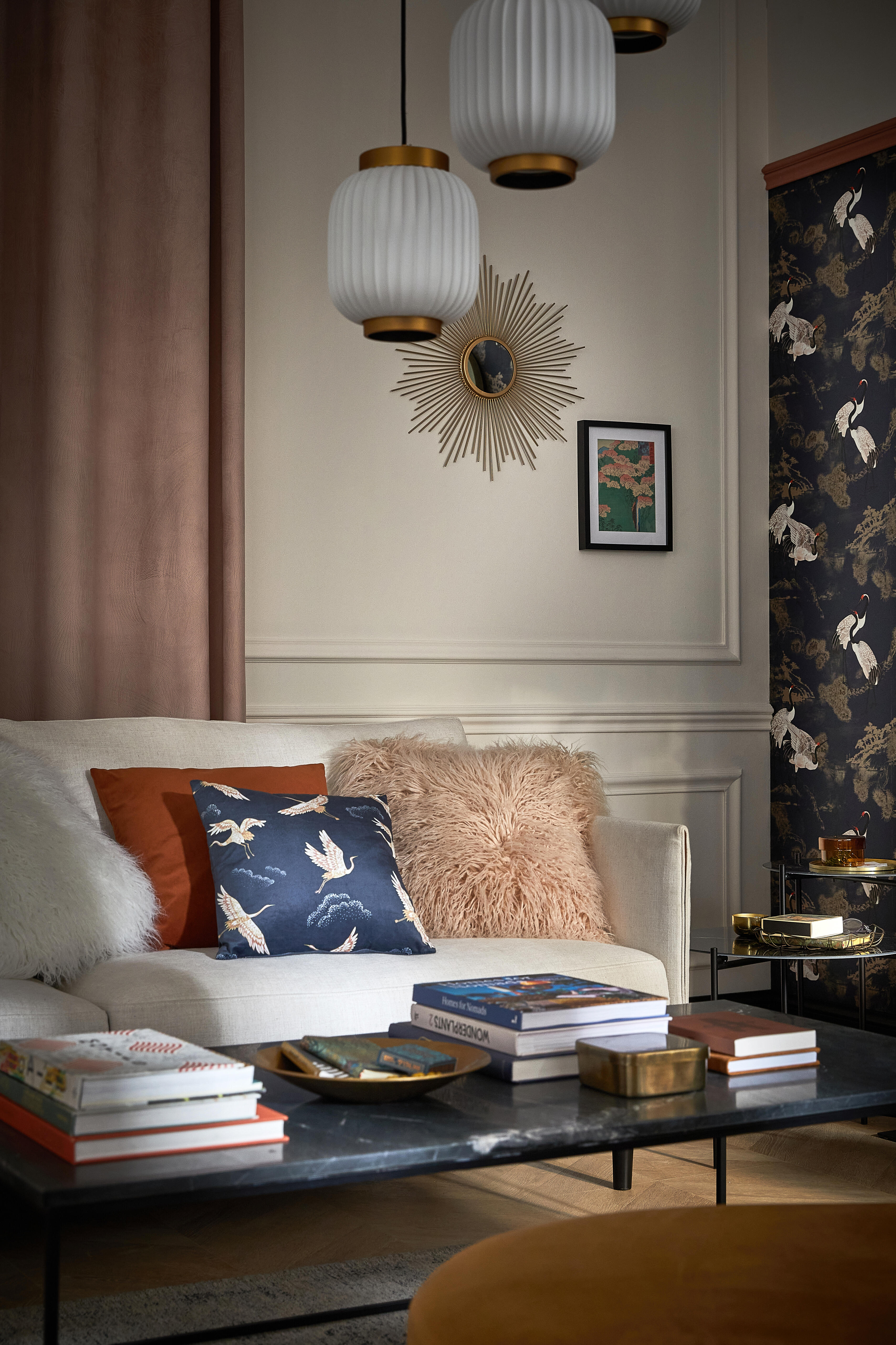 Specchio SUN tondo in metallo dorato Ø 55 cm INSPIRE - 8