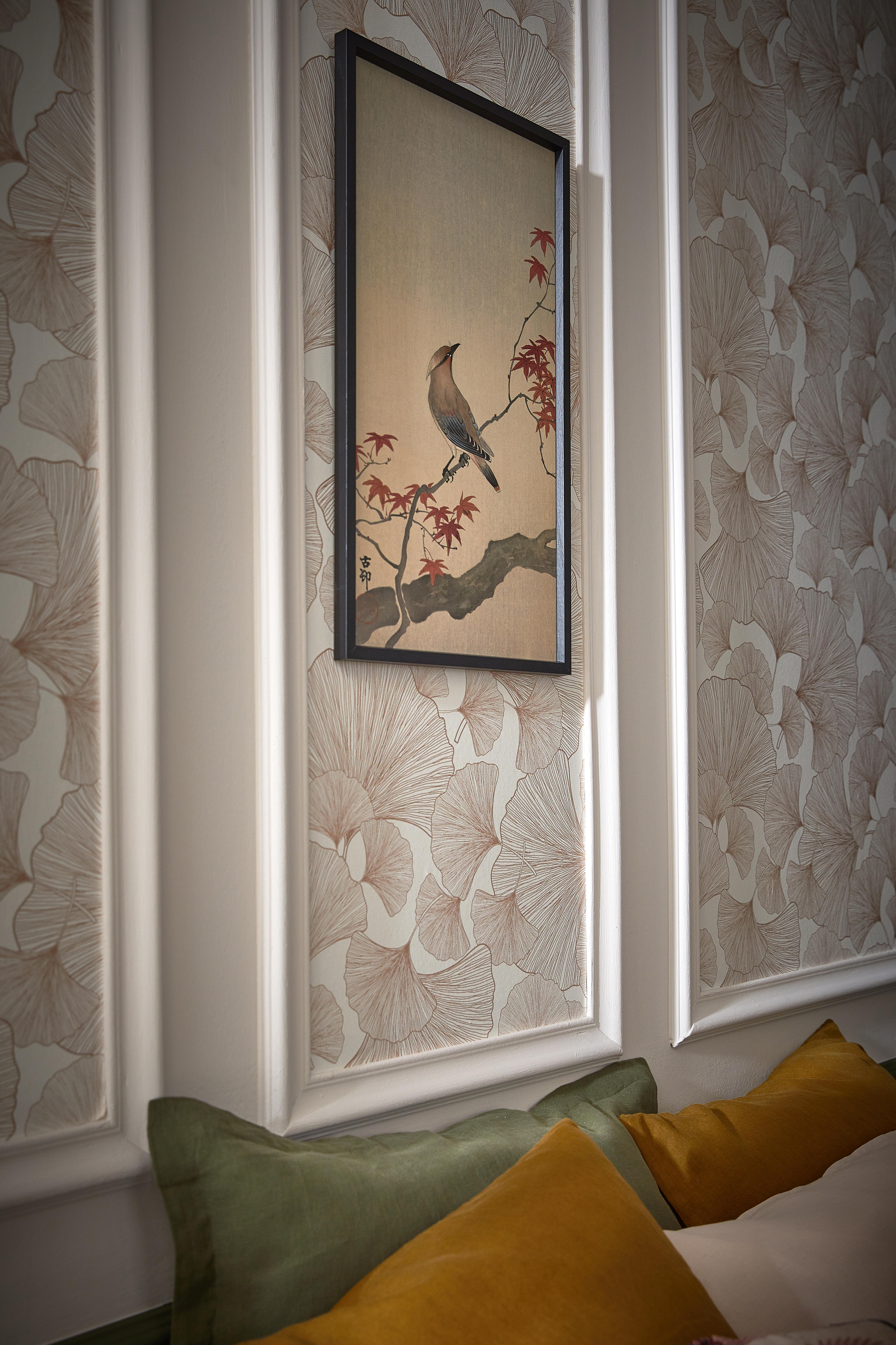 Papier peint intissé ginko blanc et cuivre - 6