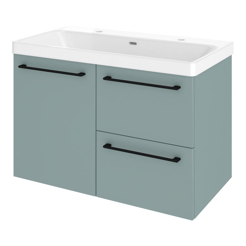 Szafka łazienkowa drzwiczki + 2 szuflady + umywalka zestaw 91x49.5 cm Remix celadon mat Sensea