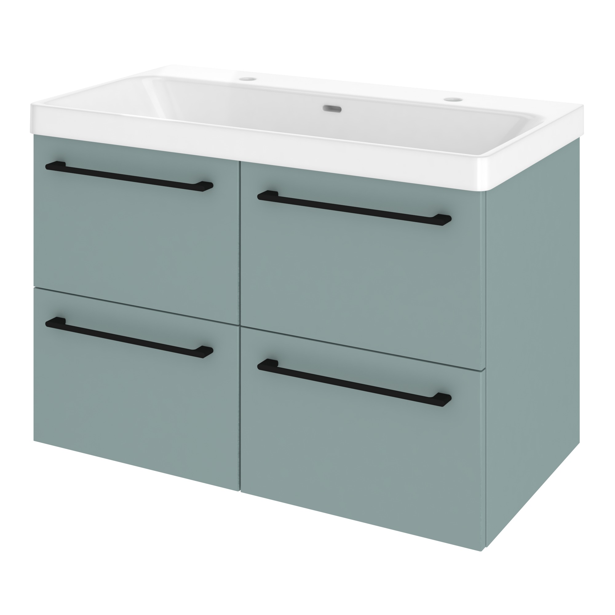 Szafka łazienkowa 4 szuflady + umywalka zestaw 91x49.5 cm Remix celadon mat Sensea