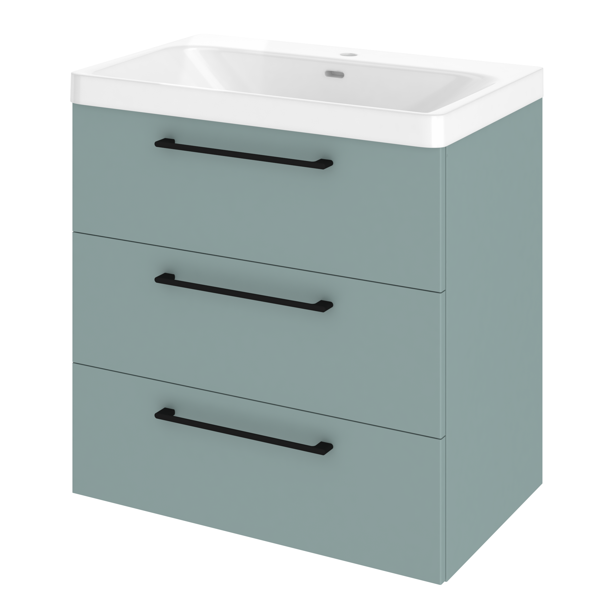Szafka łazienkowa 3 szuflady + umywalka zestaw 76x49.7 cm Remix celadon mat Sensea