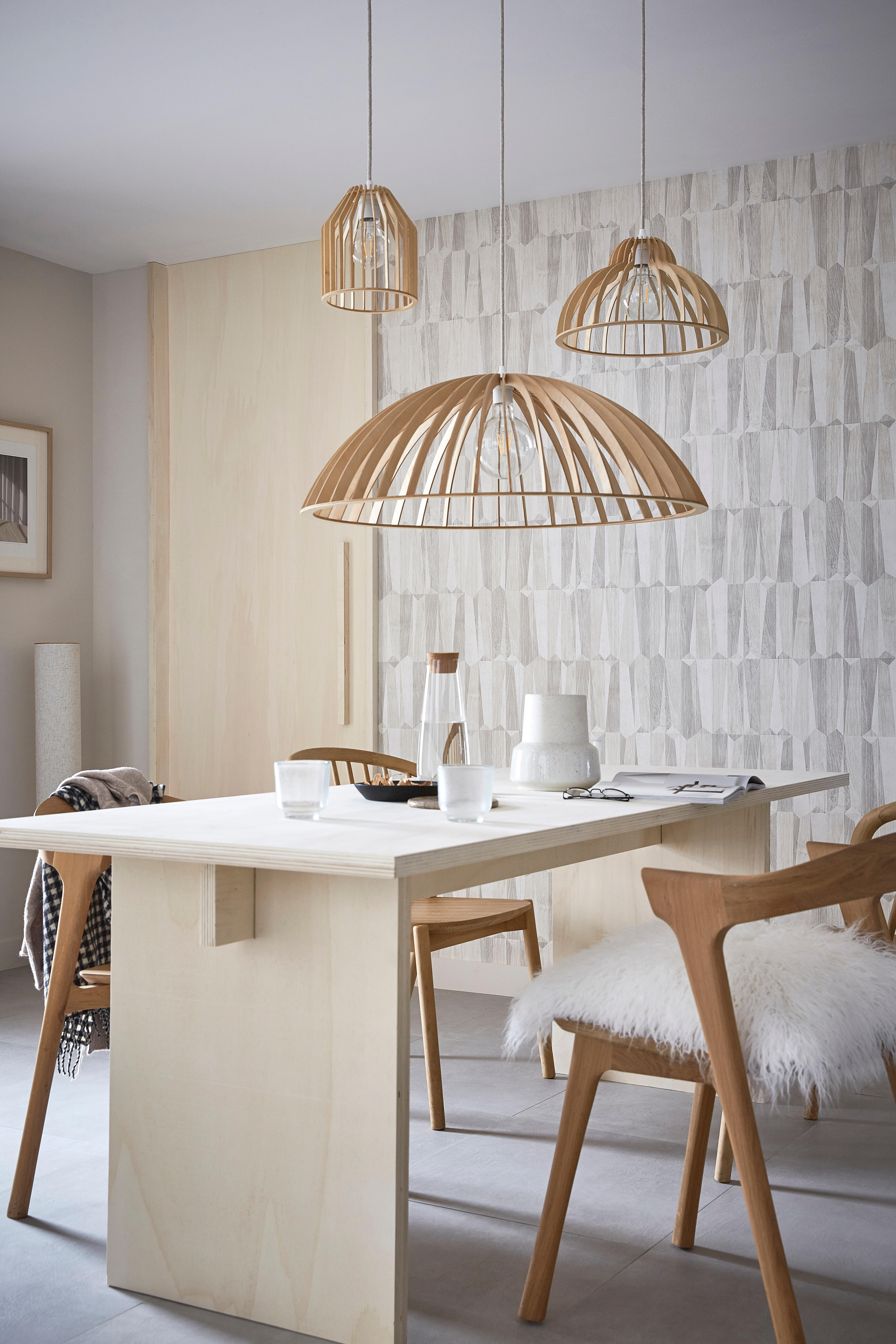 Suspension Ninowood bois, beige, Diam.18 cm, E27 - 3