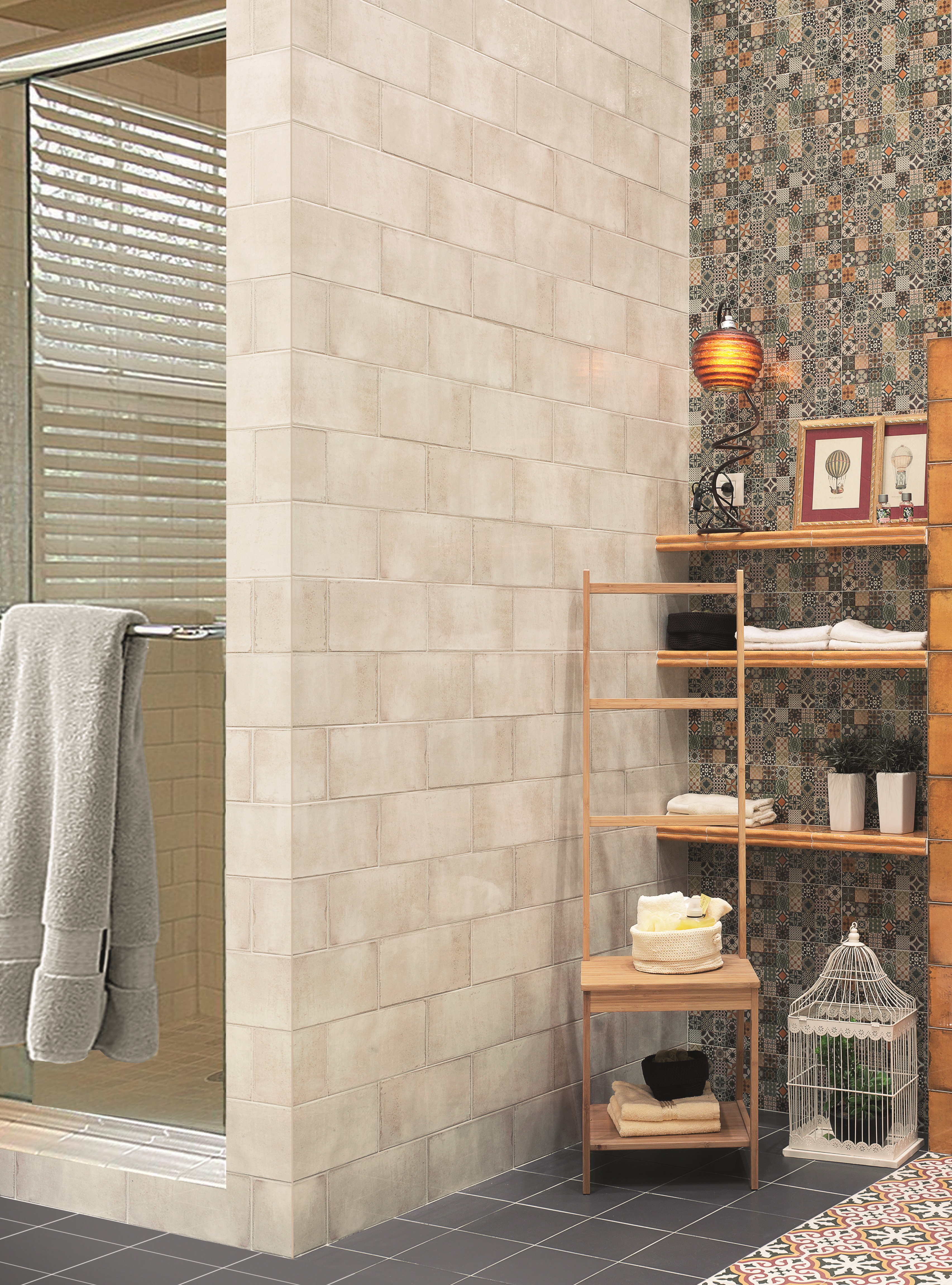 Azulejo cerámico catania efecto piedra blanco 15.0x30.0 cm