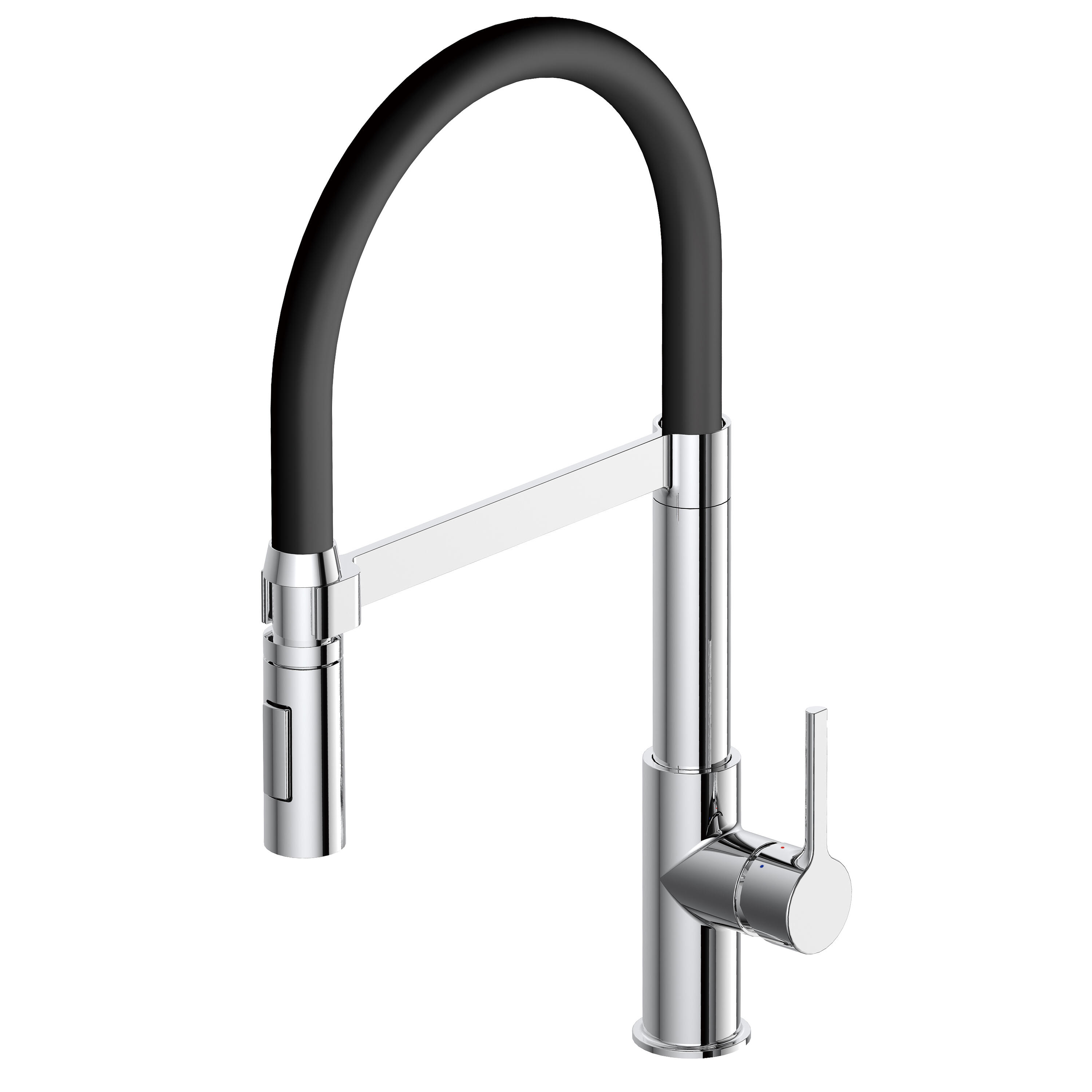 Rubinetto da cucina con doccetta a collo di cigno Holly nero cromo lucido DELINIA - 10