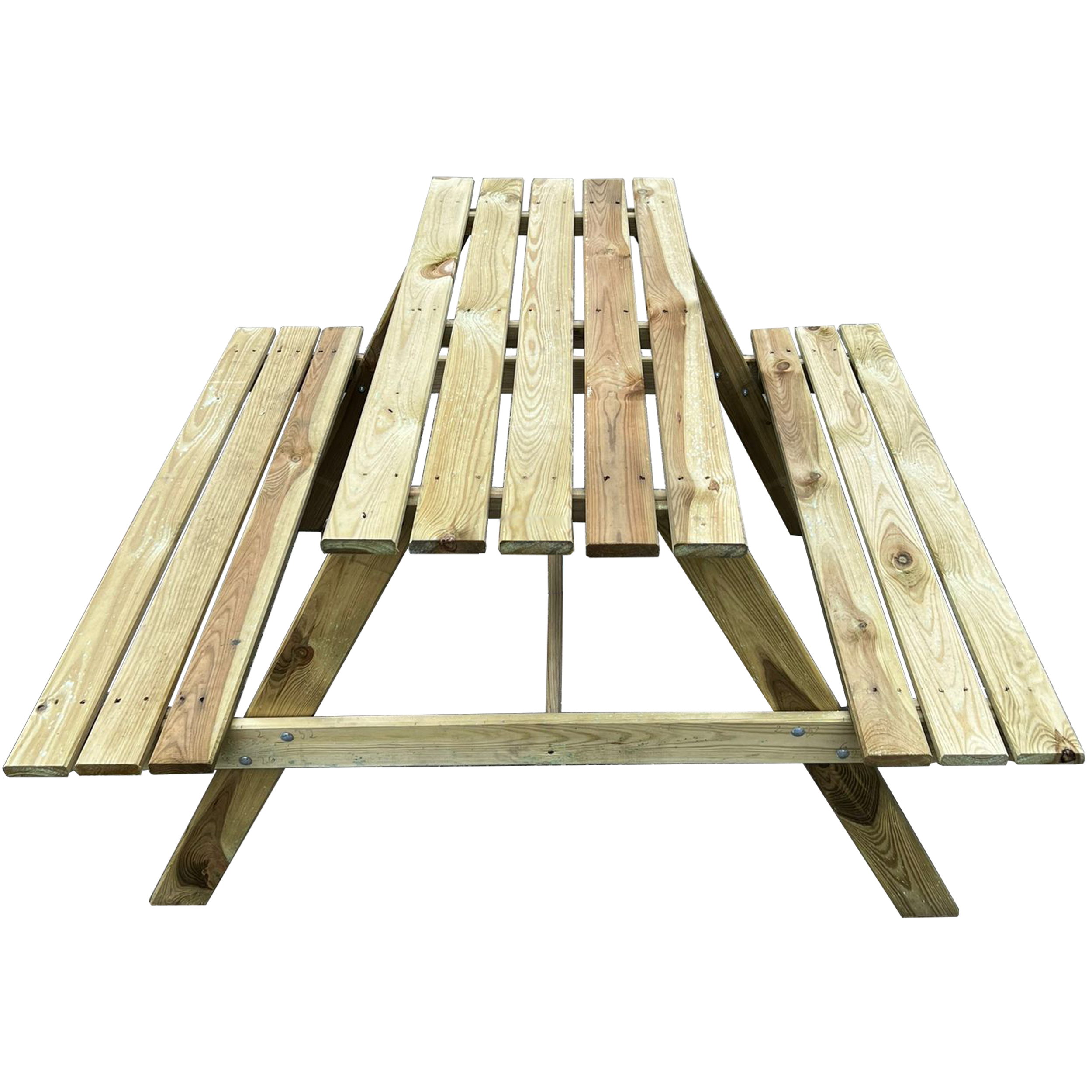 Meble ogrodowe jadalniane piknikowe stół z ławkami drewniane 118cm 4IQ 86406287