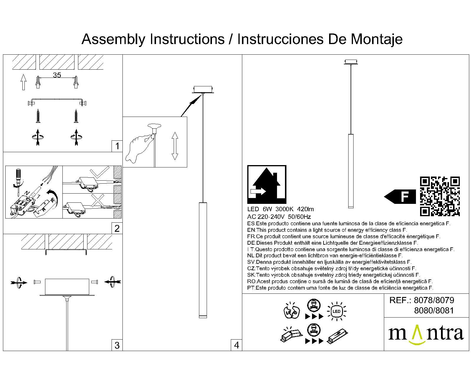 Candeeiro de teto suspenso LED CALA 6W 3000K 420LM BRANCO - 14