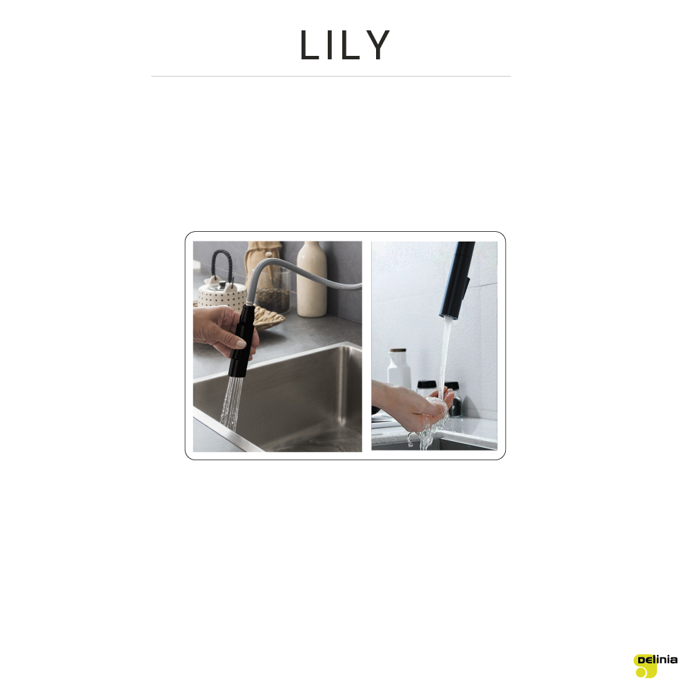 Robinet de cuisine avec douchette noir, Lily, DELINIA - 15