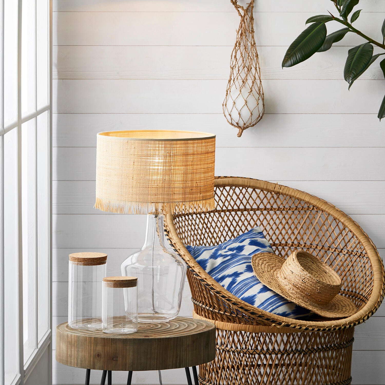 Candeeiro de mesa IBIZA E27 CRISTAL & RAFIA - 15