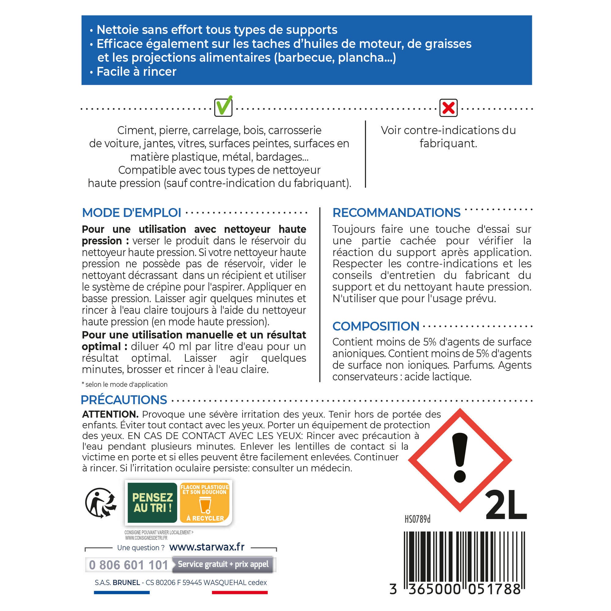 Décrassant extérieur multi-supports STARWAX 2 L - 2