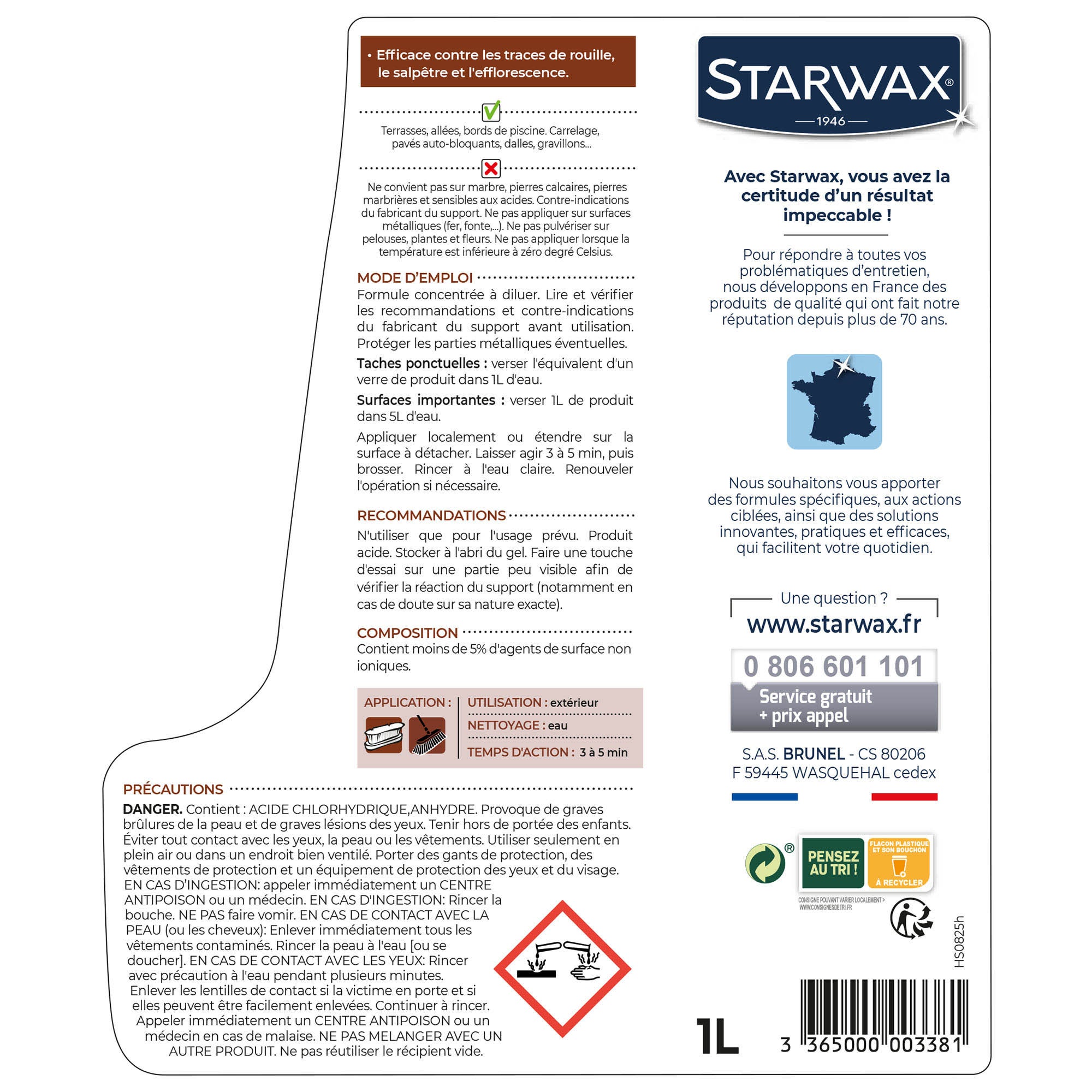Nettoyant carrelage STARWAX Détachant rouille sols extérieurs, 1L - 3