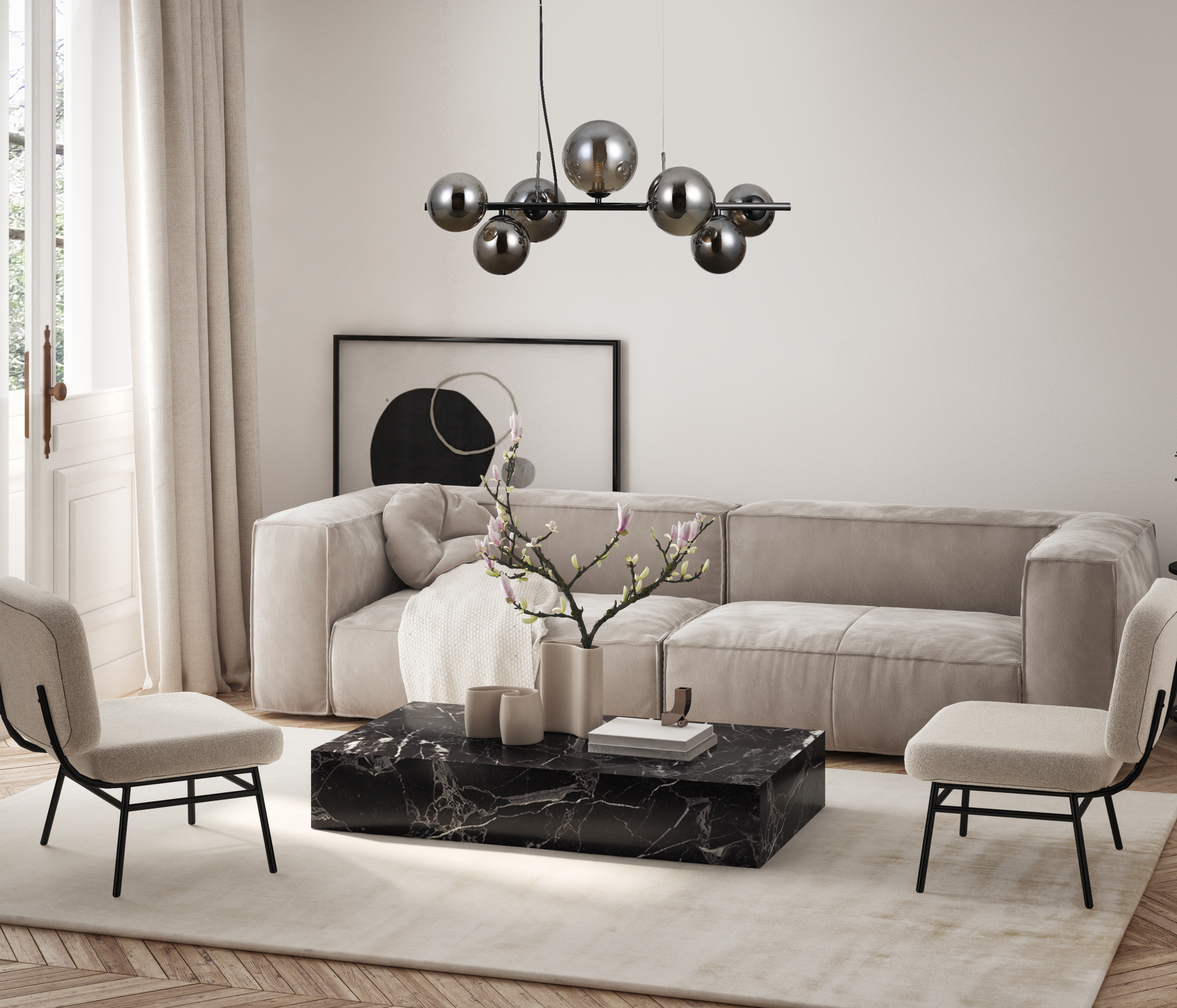 Lampa wisząca Canello czarna 7 x G9 Italux - 2