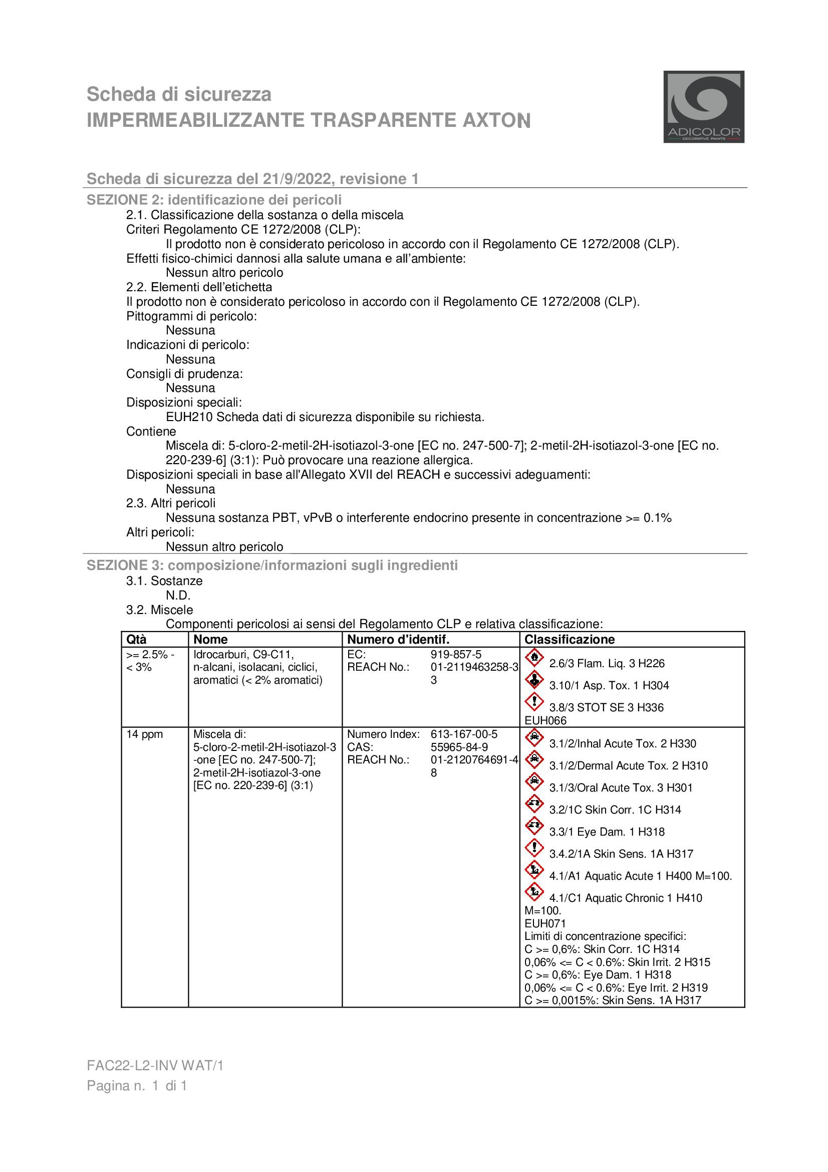 Trattamento idrorepellente AXTON incolore 4L - 7