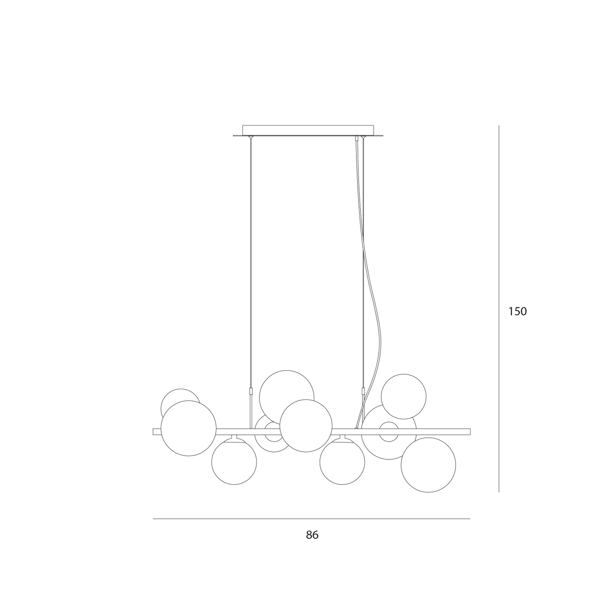 Lampa wisząca Canello czarna 10 x G9 Italux - 3