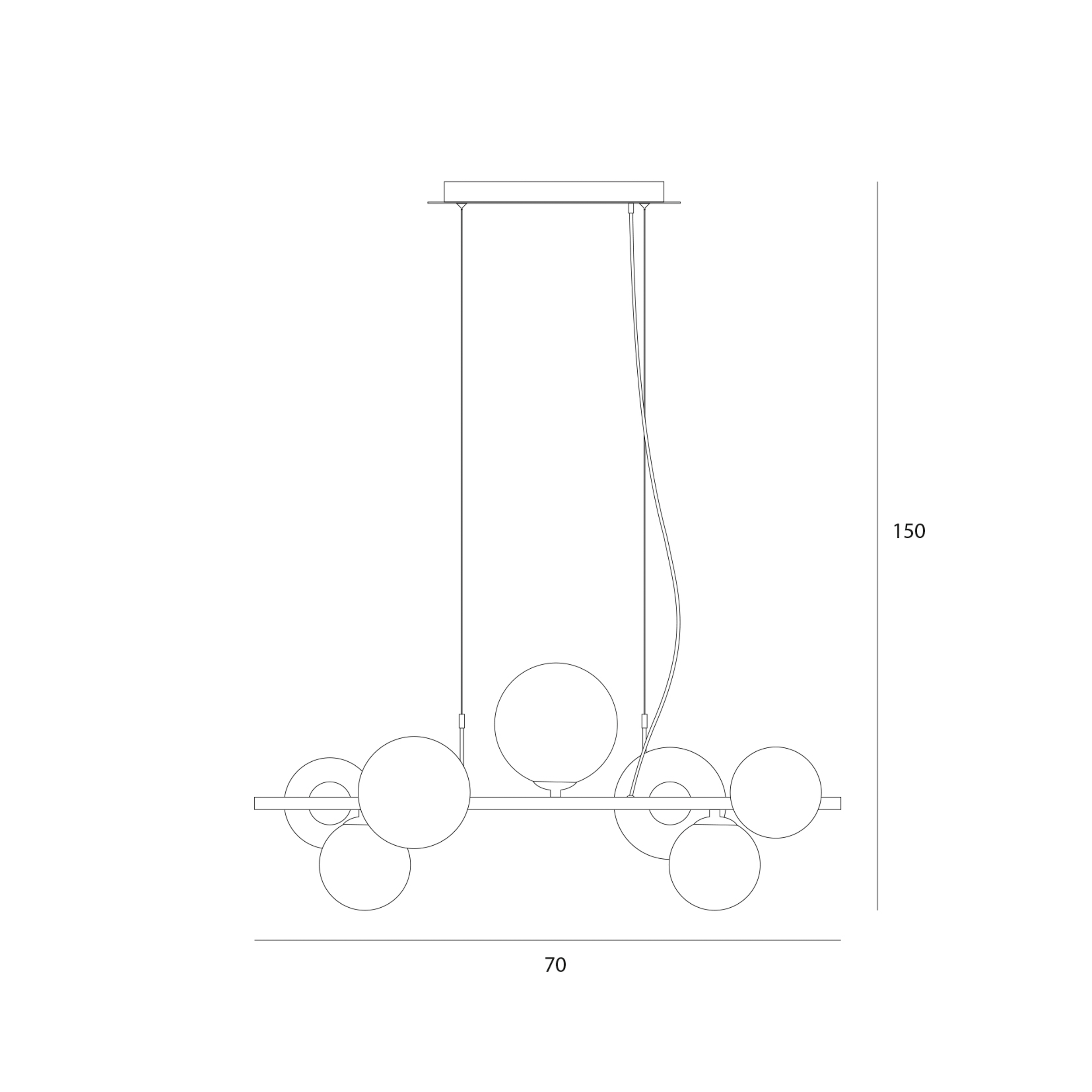 Lampa wisząca Canello czarna 7 x G9 Italux - 3