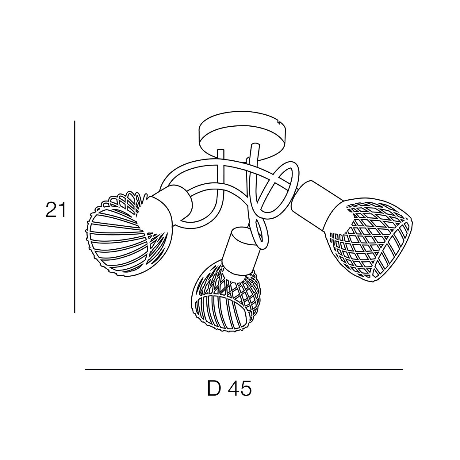 Plafonnier E14, acier, noir Kento D.25 cm COREP - 5