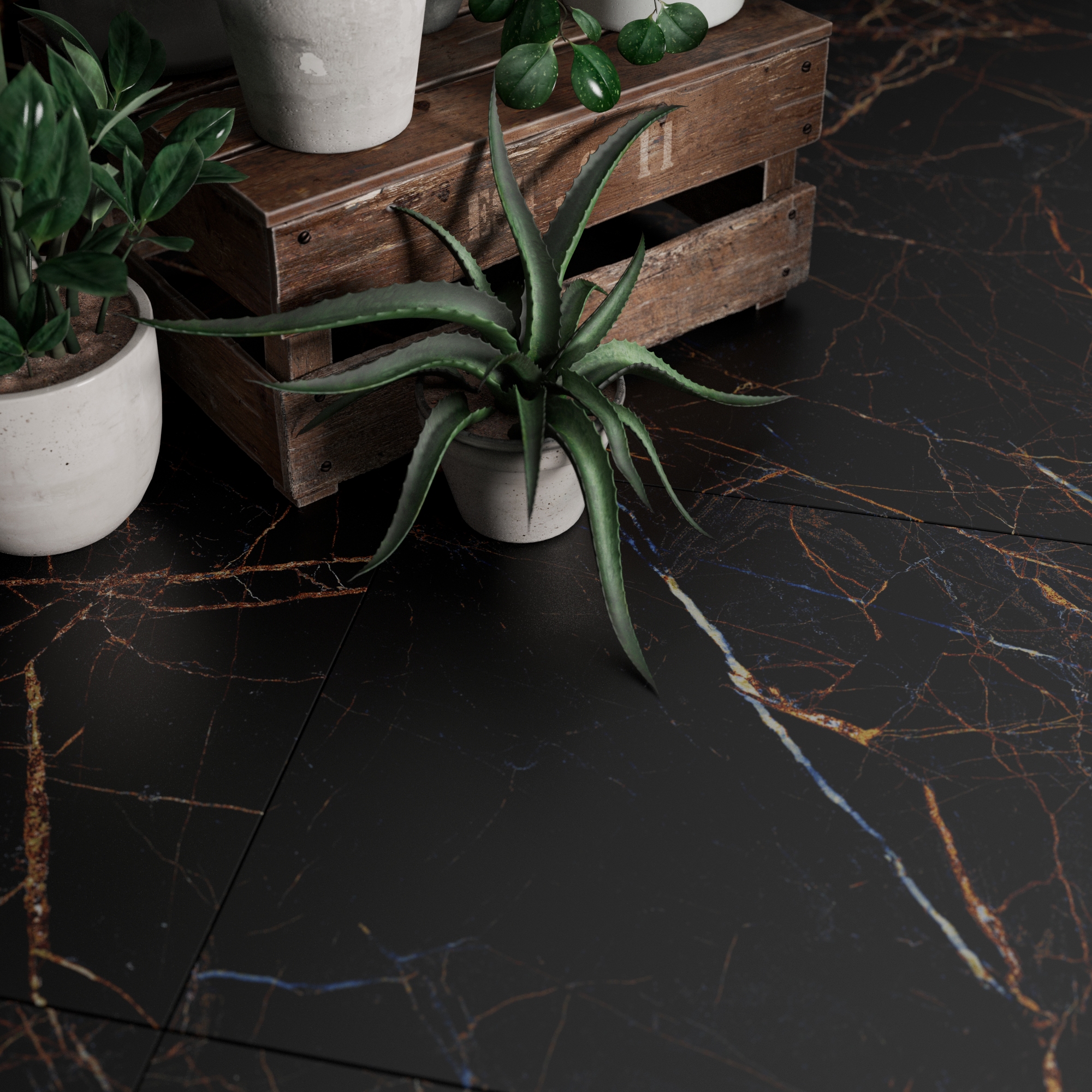 Piastrella da pavimento e rivestimento interno in gres porcellanato 60 x 60 cm rettificato smaltato nero opaco Blush traffico leggero (pei 1/5) Sp. 9 mm 1.08 mq - 8