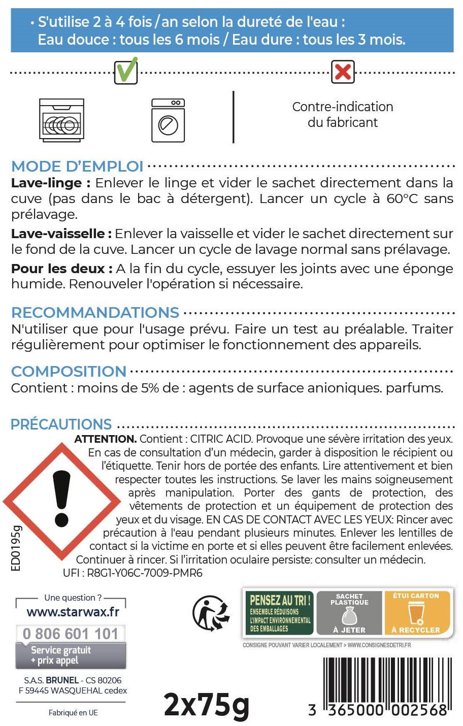 Détartrant STARWAX Lave-linge et lave-vaisselle, 150g - 2