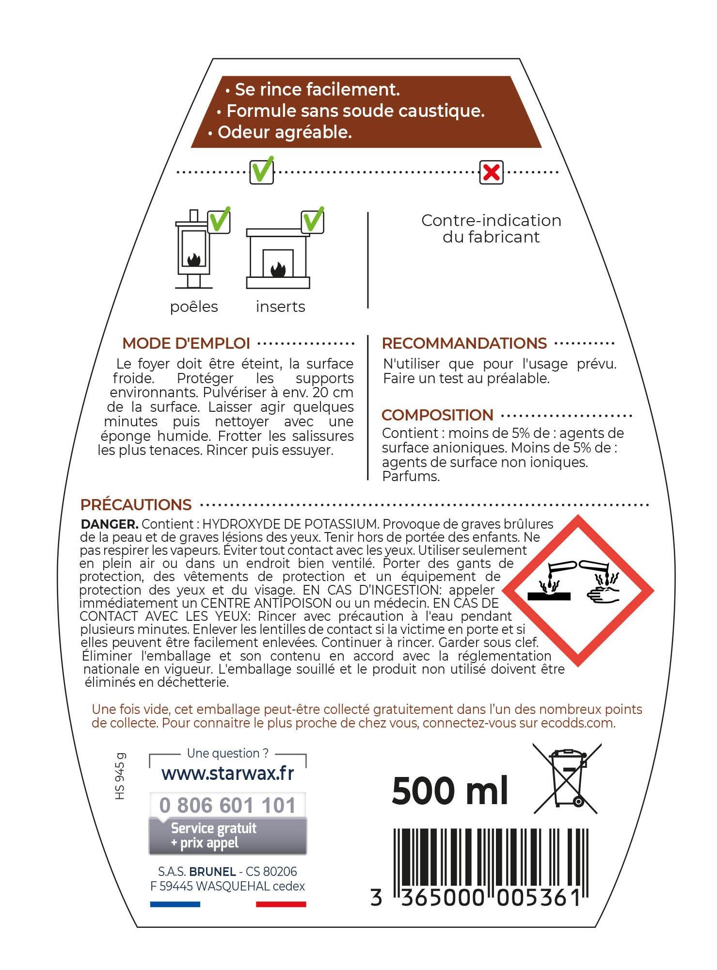 Nettoyant STARWAX Express spécial insert cheminée, 0.5L - 5