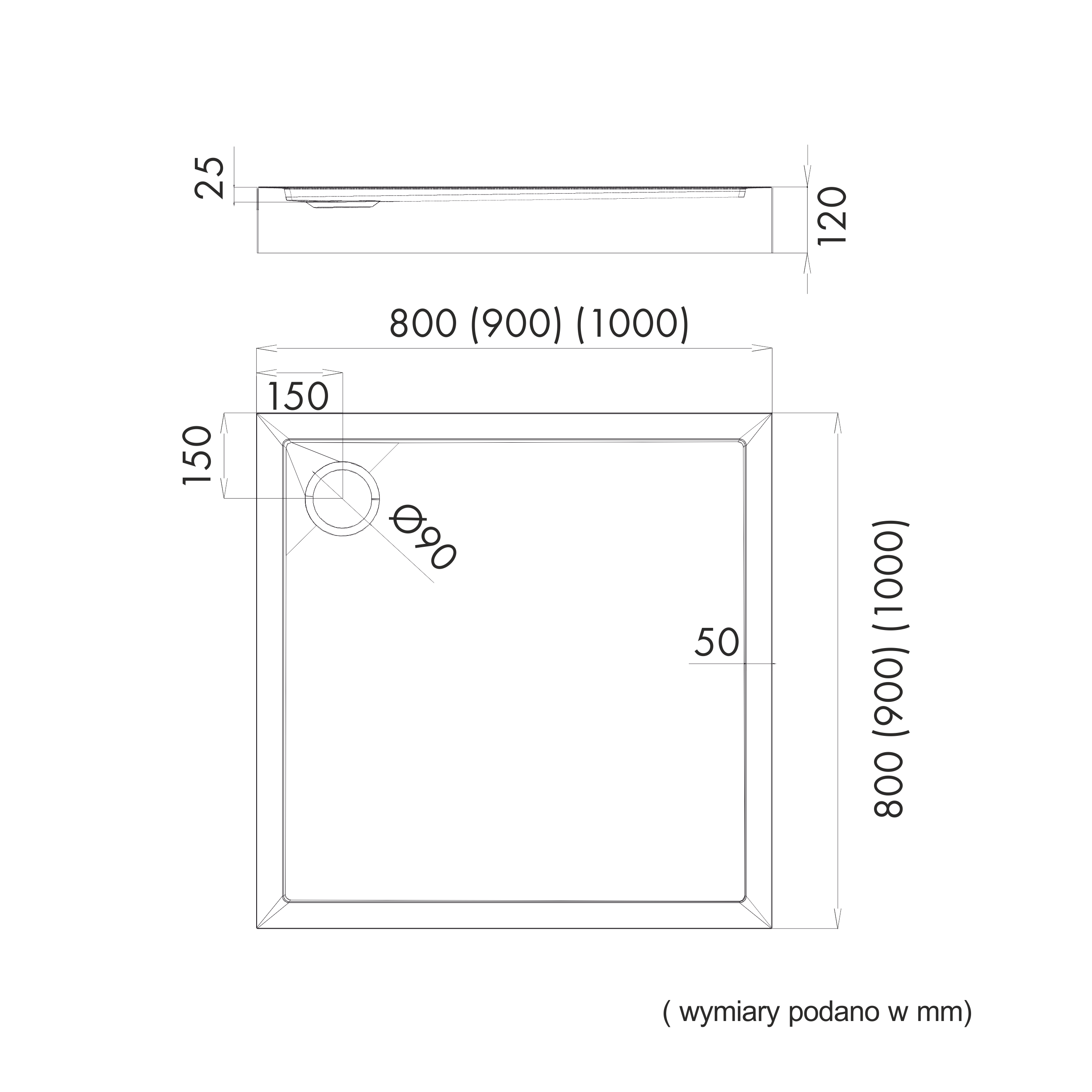 Brodzik Zintegrowany Kwadratowy Sensea Frigo 90 x 90 x 12 cm Szary Kamień - 6