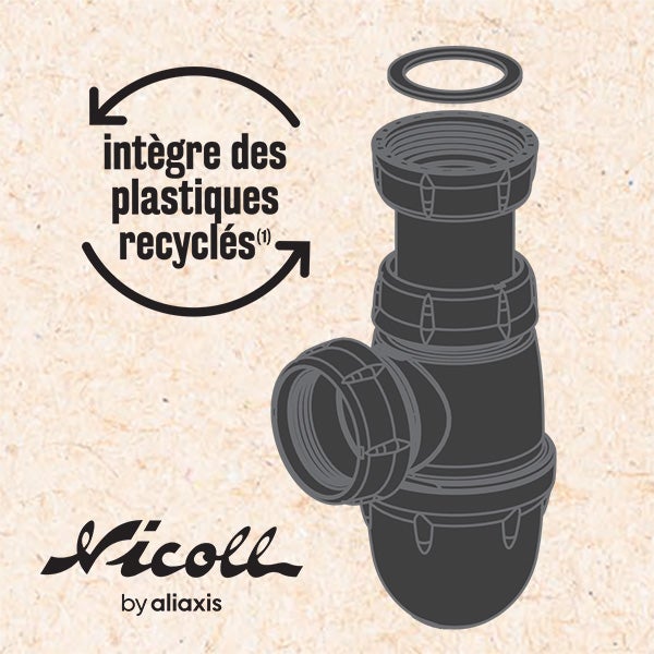 Siphon pour évier 1 cuve recyclé, Diam.1