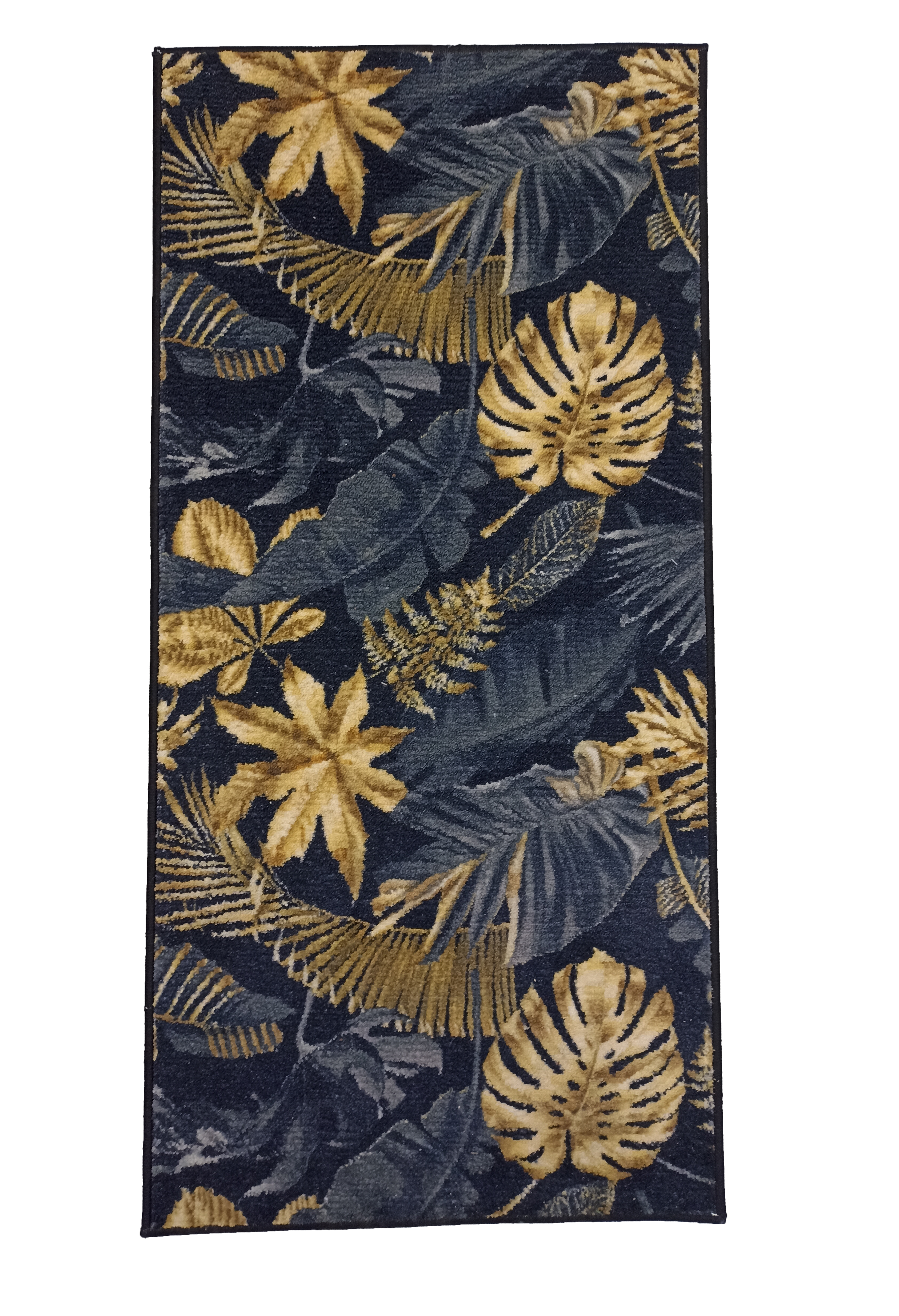 Chodnik dywanowy Monstera czarno-złoty 67 x 140 cm