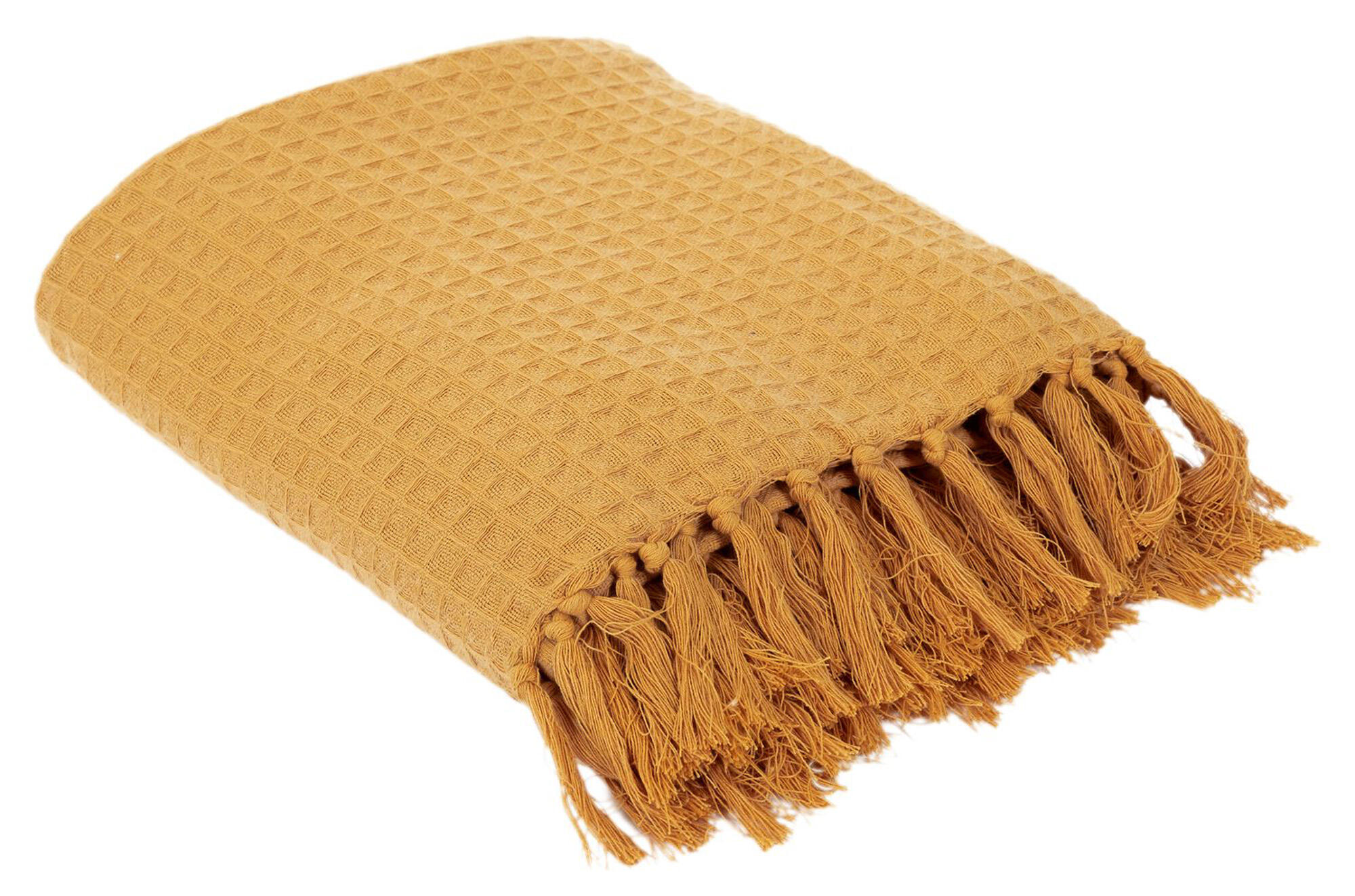 Manta Gofrada acrílico liso marrón con flecos de 170x250 cm - 2